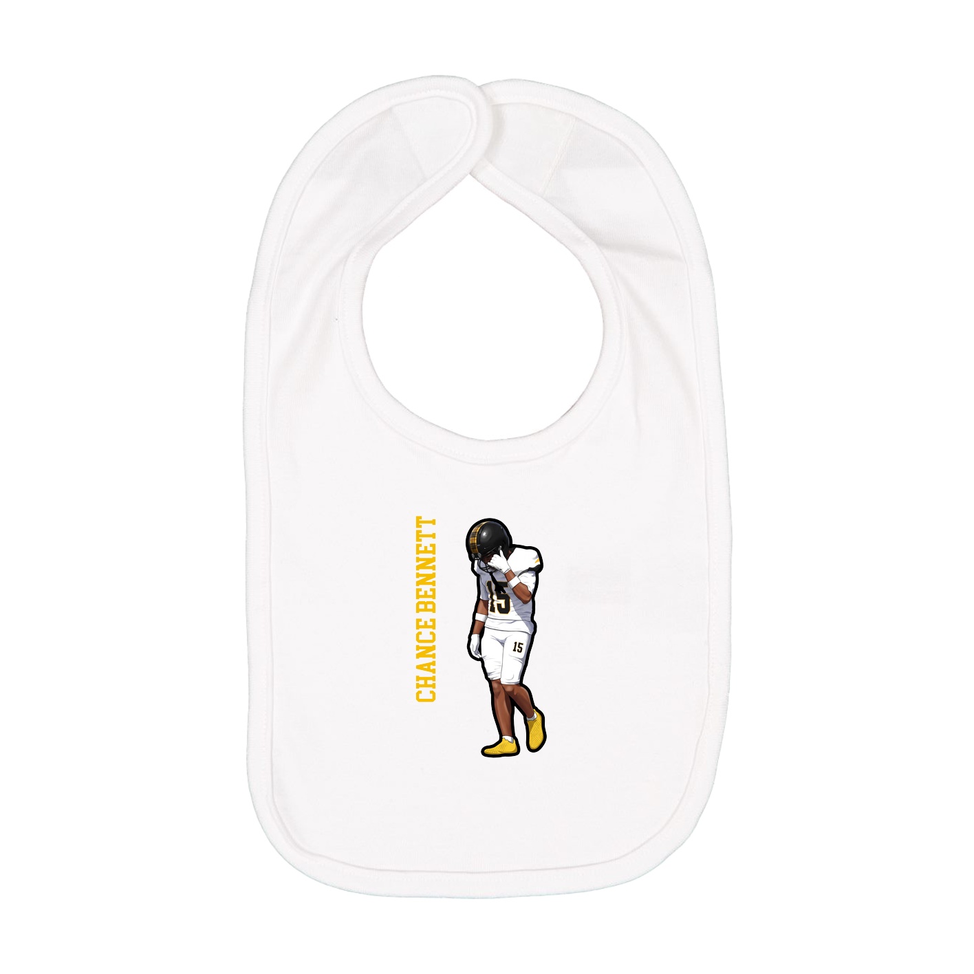 Infant Bib — Name Vertical in White
