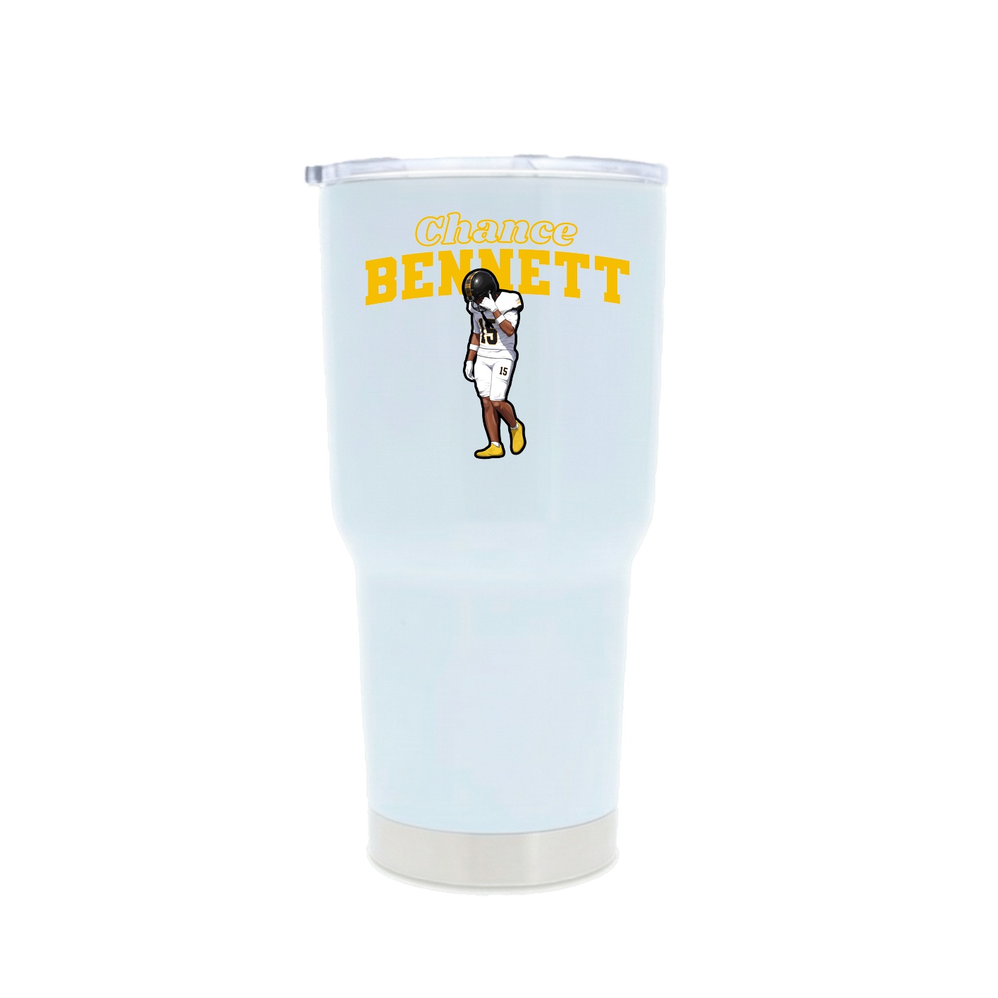 30oz Stainless Steel Tumbler — Name Arch in White