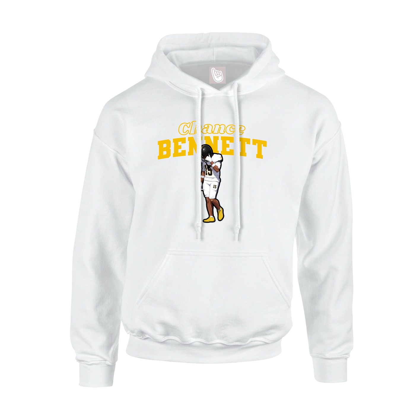 Youth Hoodie — Name Arch in White