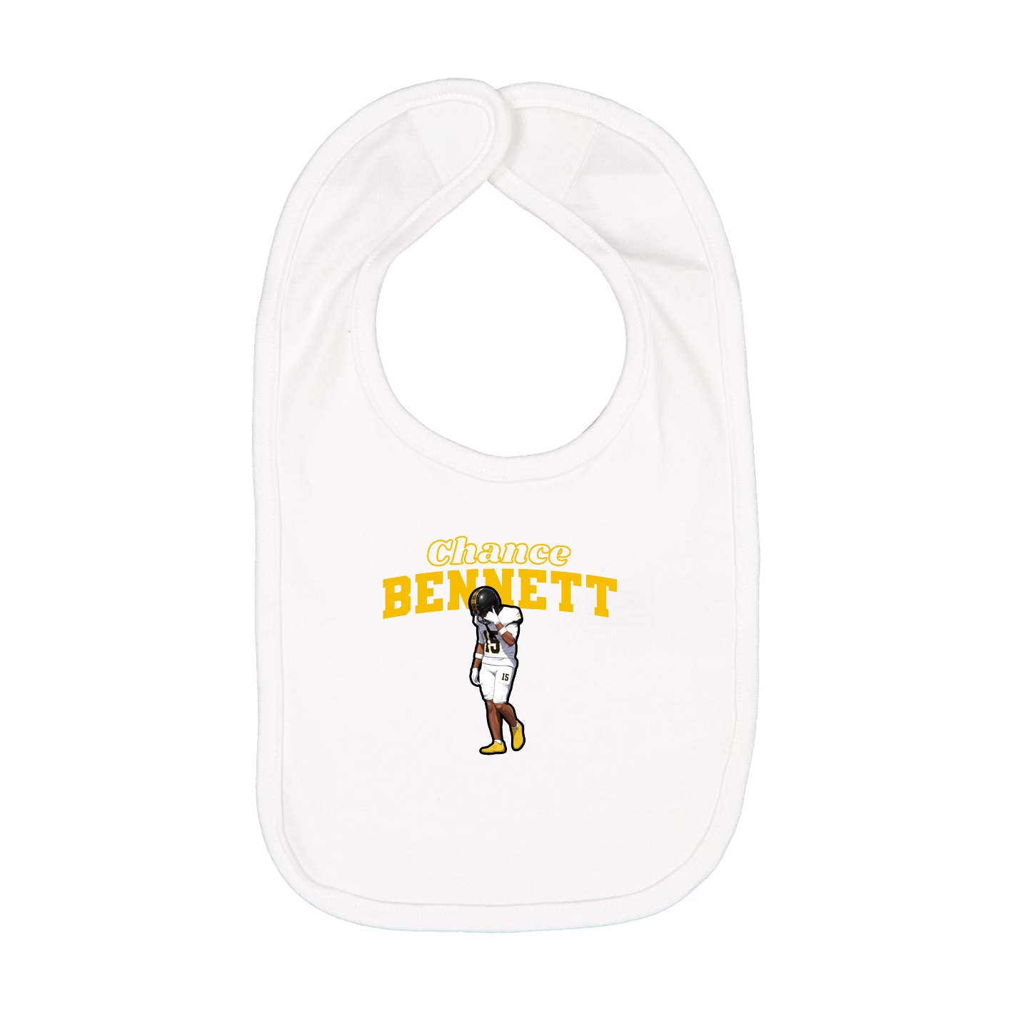 Infant Bib — Name Arch in White