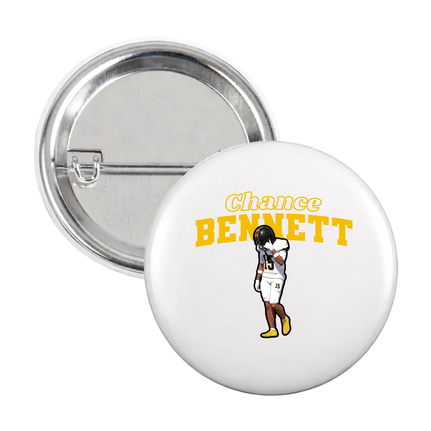 Game Day Button — Name Arch in White