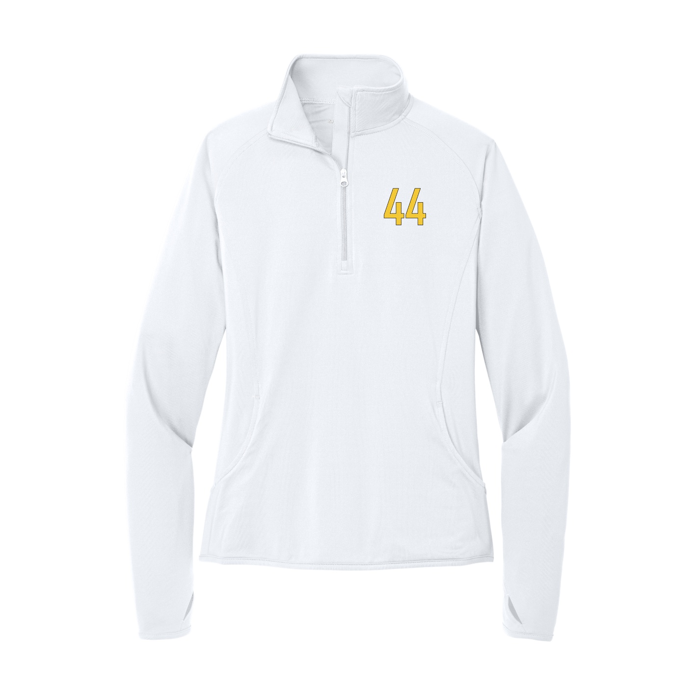 Women's Q-Zip Pullover — Front Shirsy in White