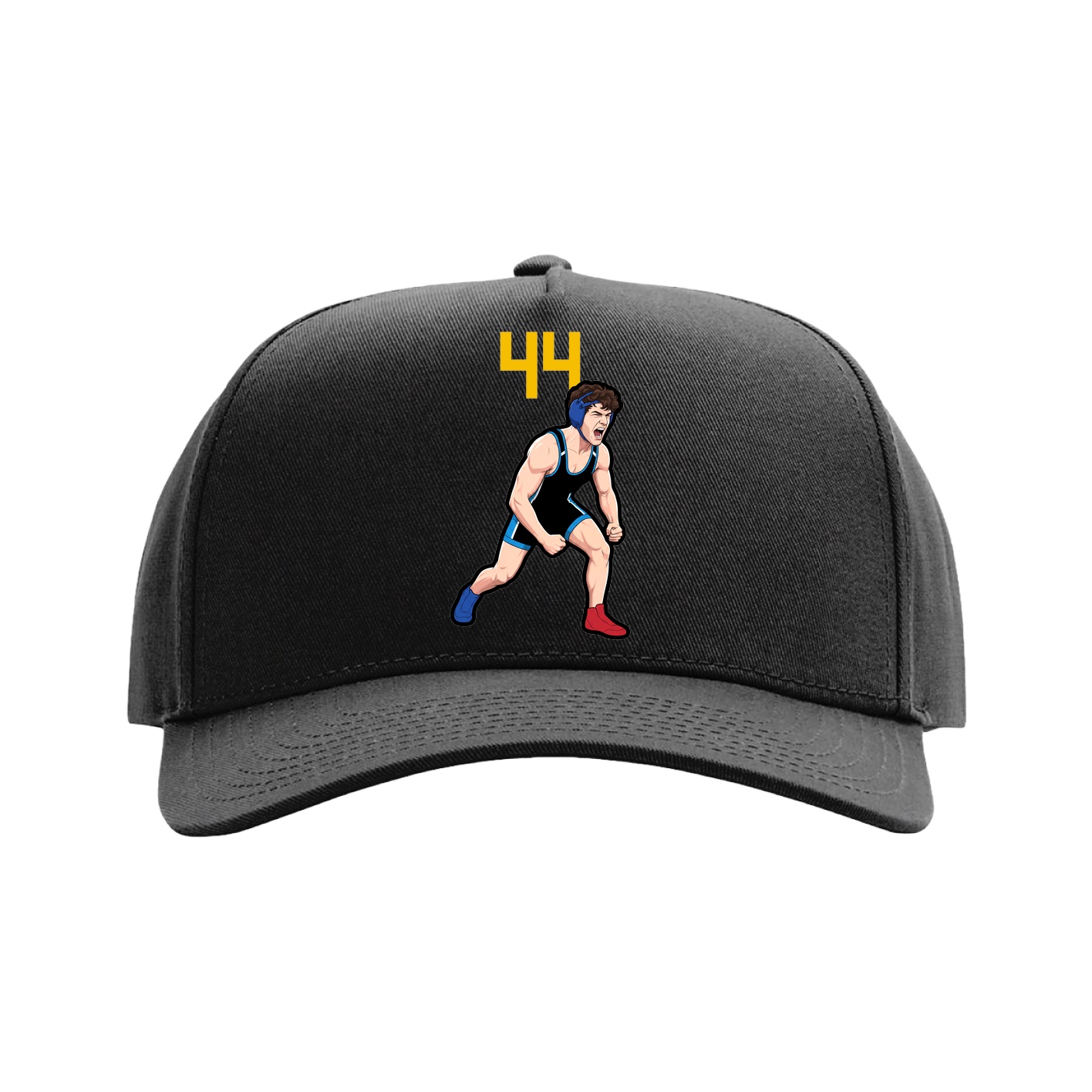 Full Fabric Five-Panel Champ Cap — Number Top in Black