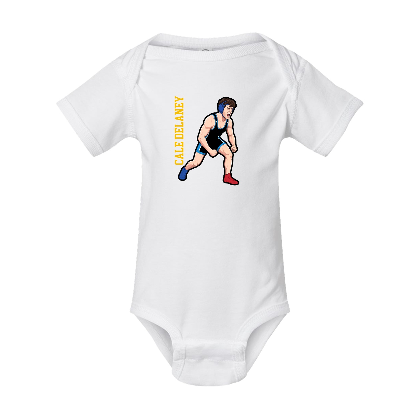 Baby Onesie — Name Vertical in White