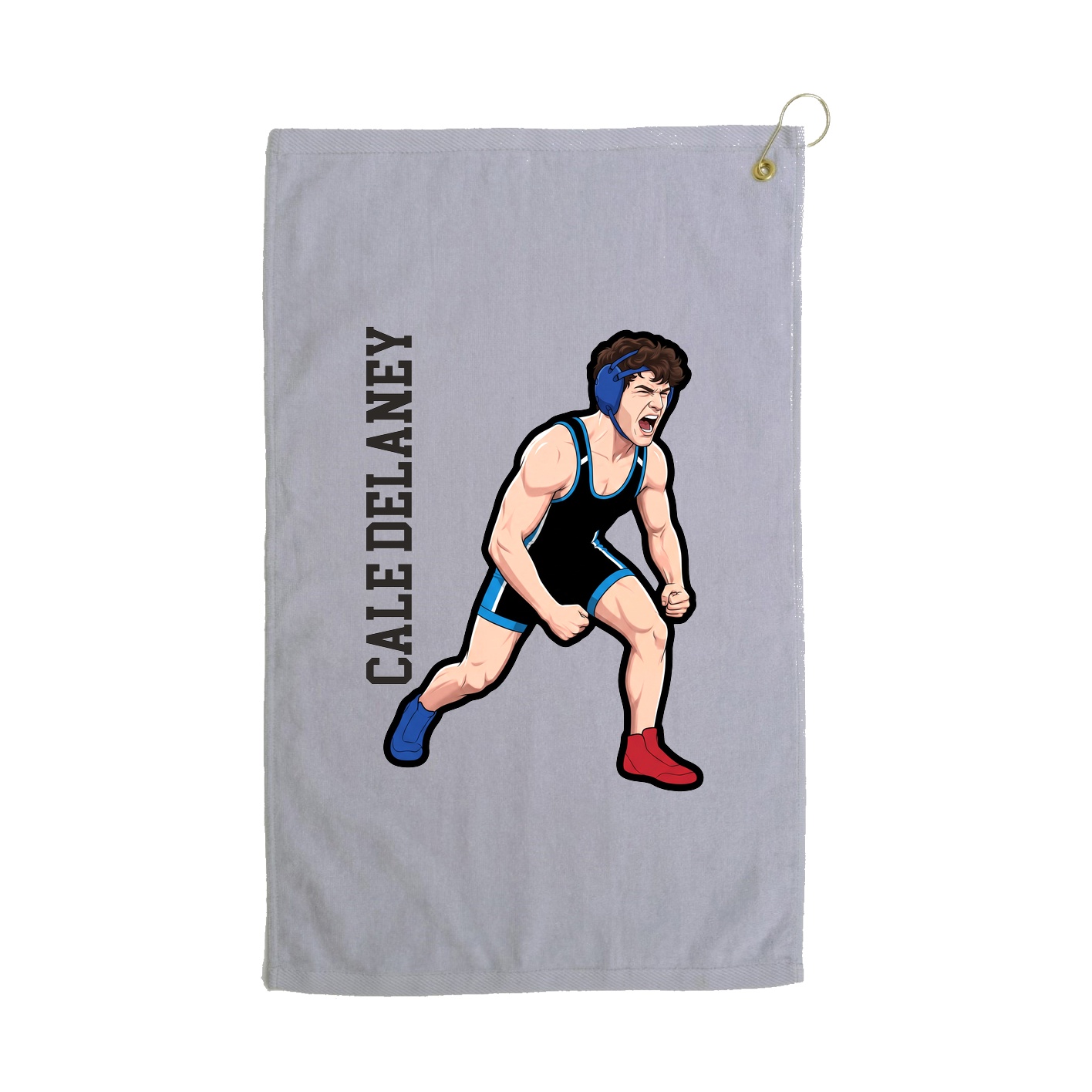 Golf Towel — Name Vertical in Grey