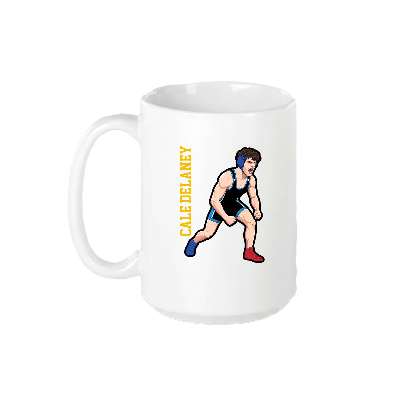 15oz Coffee Mug — Name Vertical in White
