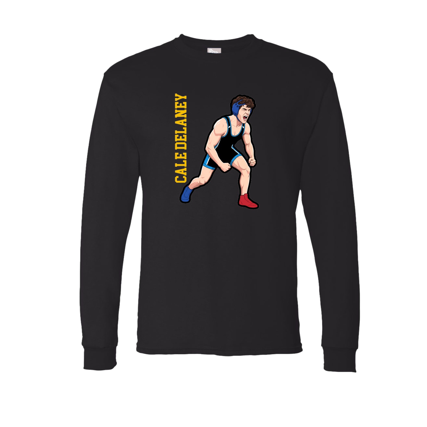 Long Sleeve Tee — Name Vertical in Black