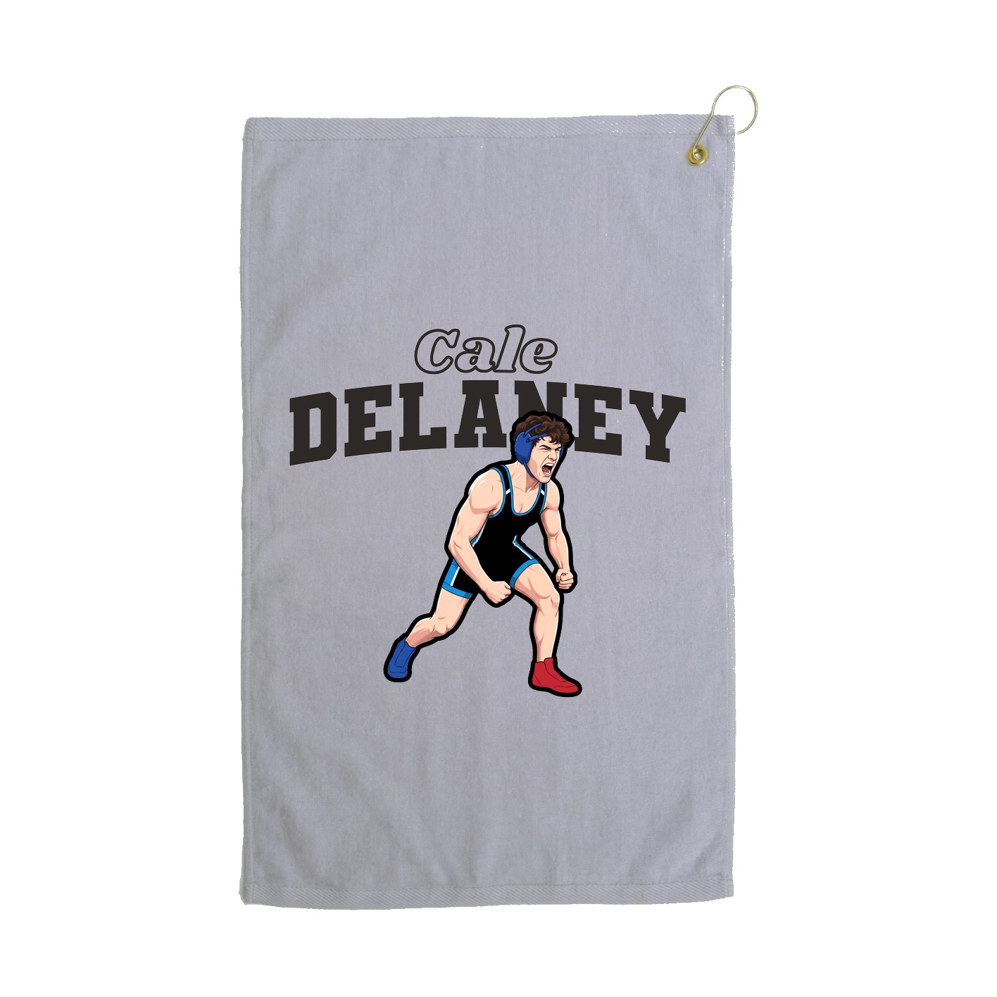 Golf Towel — Name Arch in Grey
