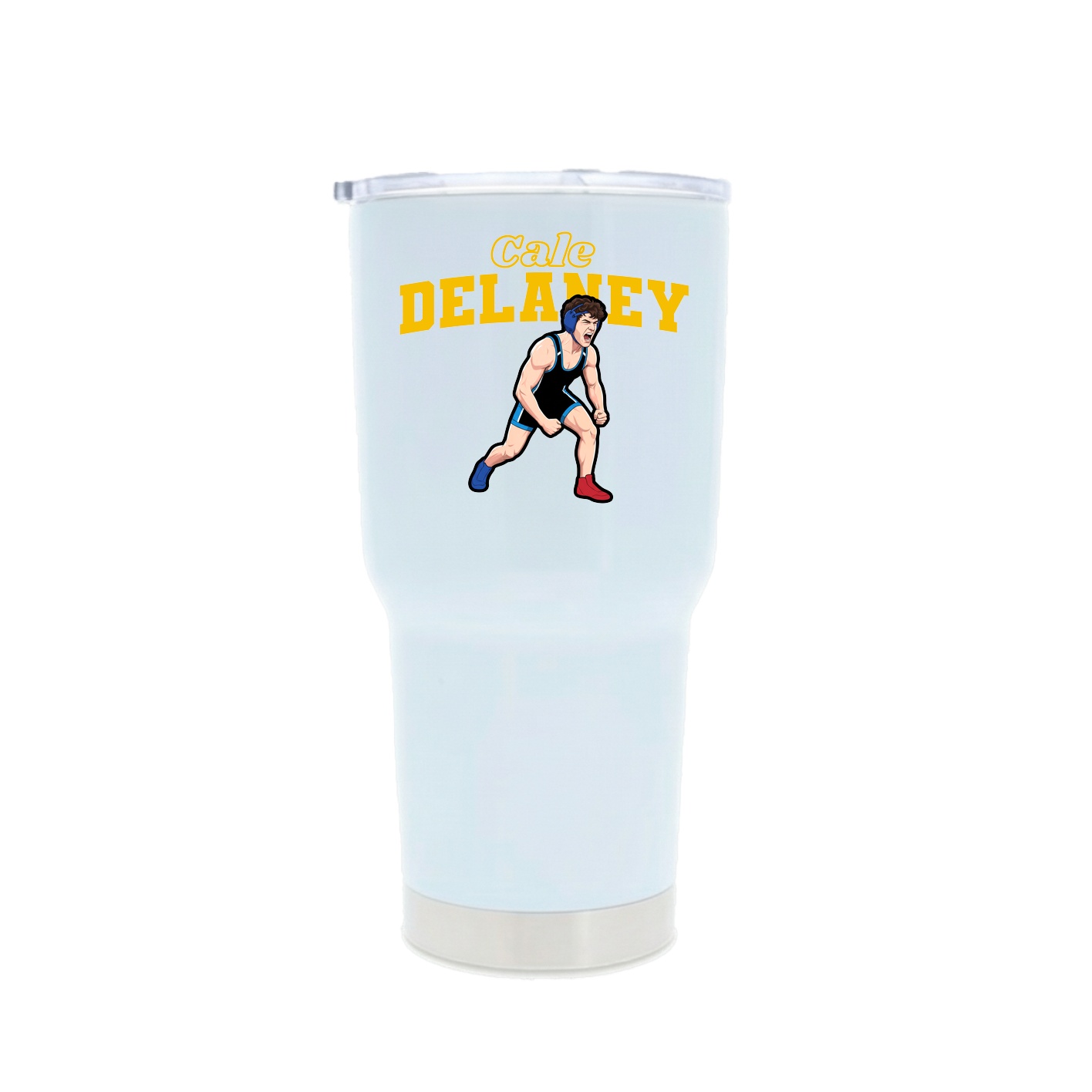 30oz Stainless Steel Tumbler — Name Arch in White