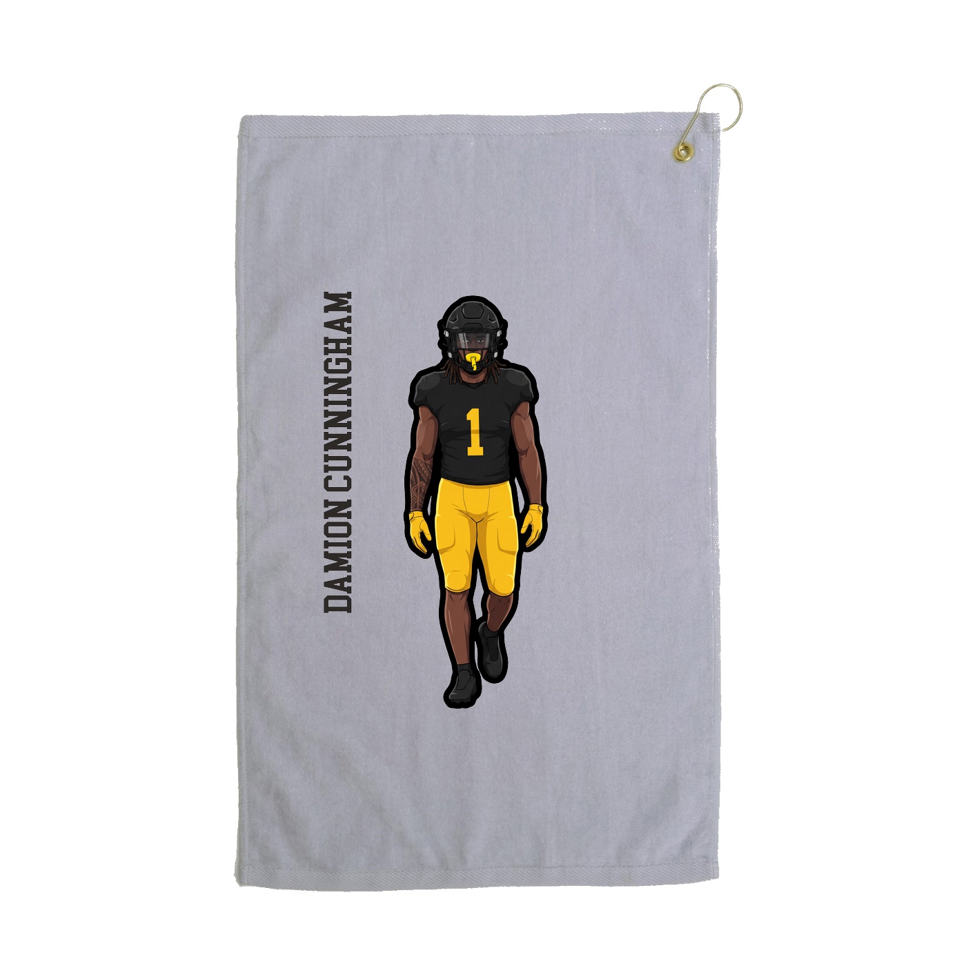 Golf Towel — Name Vertical in Grey