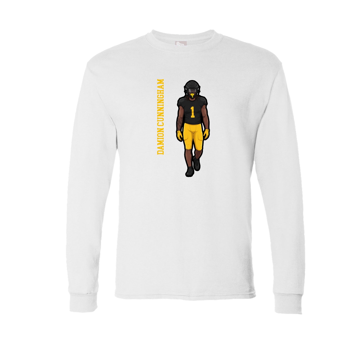 Long Sleeve Tee — Name Vertical in White