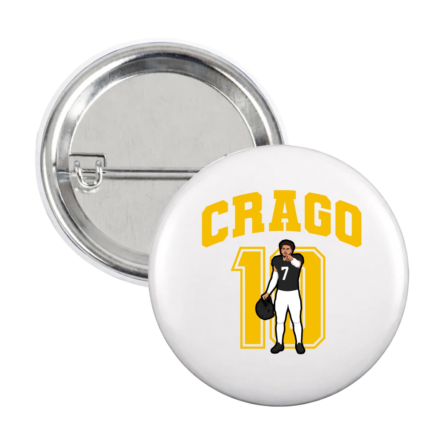 Game Day Button — Number in White
