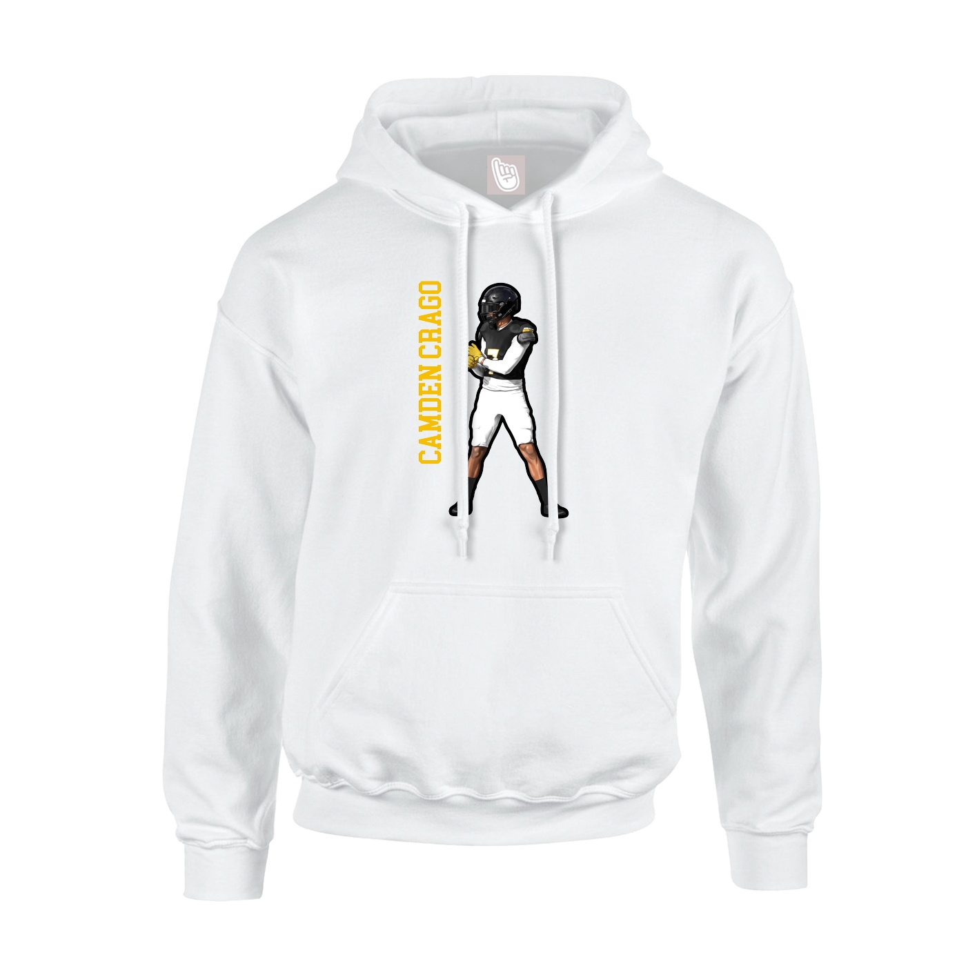 Youth Hoodie — Name Vertical in White