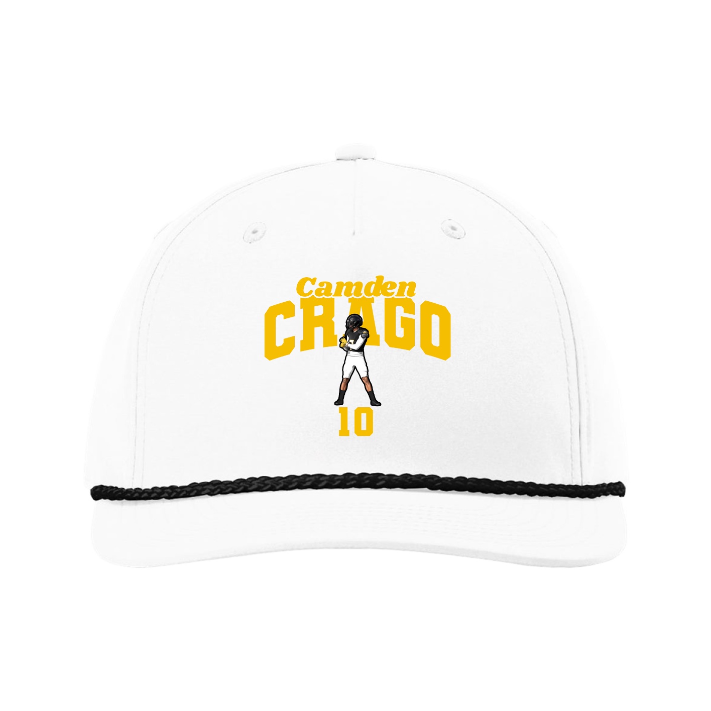 Five-Panel Classic Rope Cap — Signature Arch in White