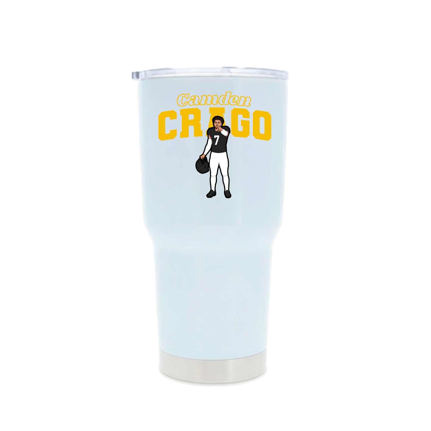 30oz Stainless Steel Tumbler — Name Arch in White