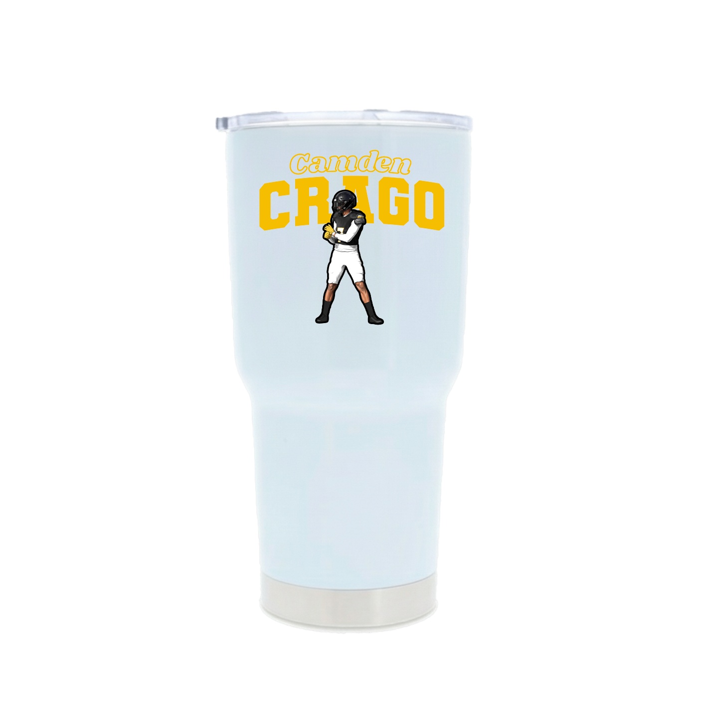 30oz Stainless Steel Tumbler — Name Arch in White