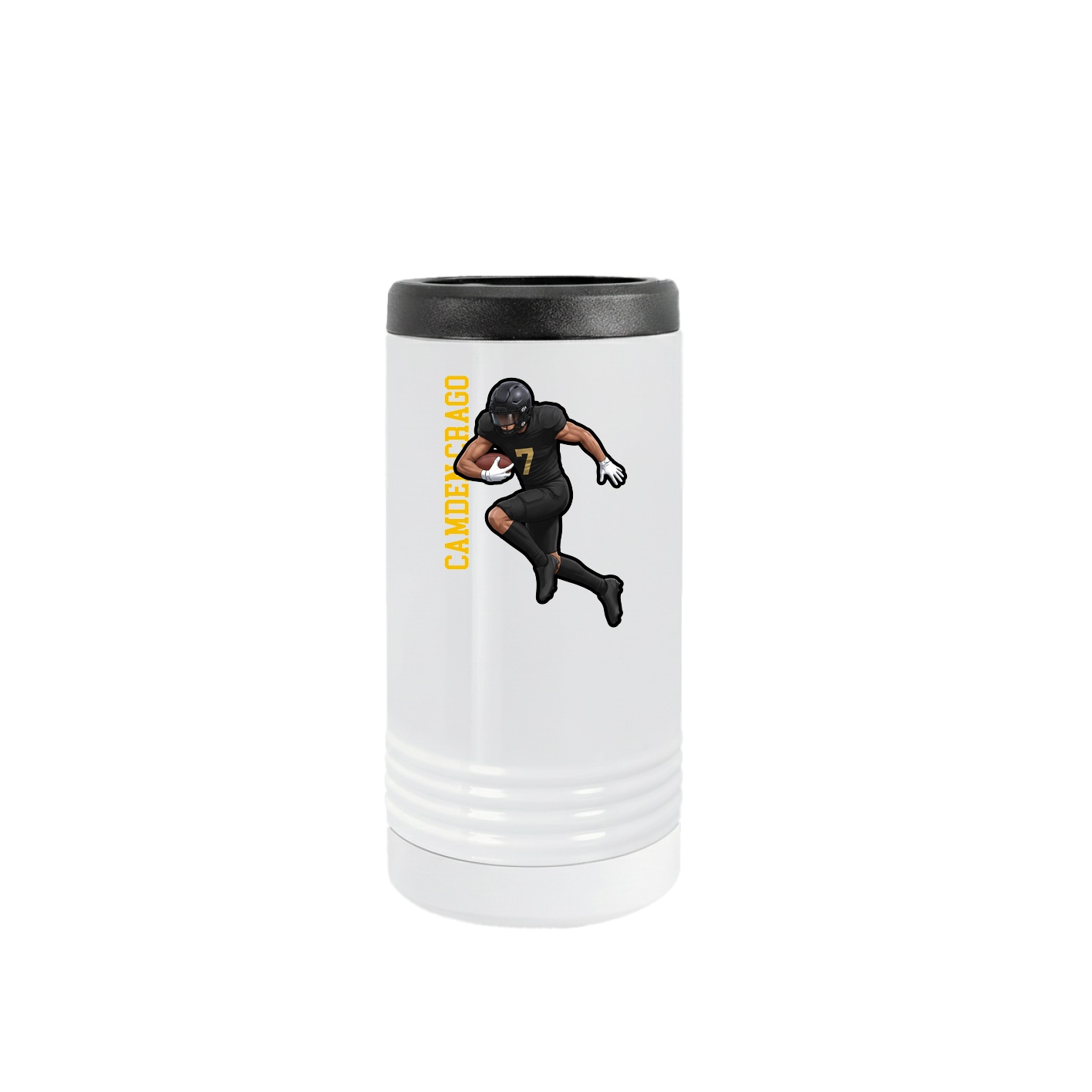 Slim Beverage Holder — Name Vertical in White