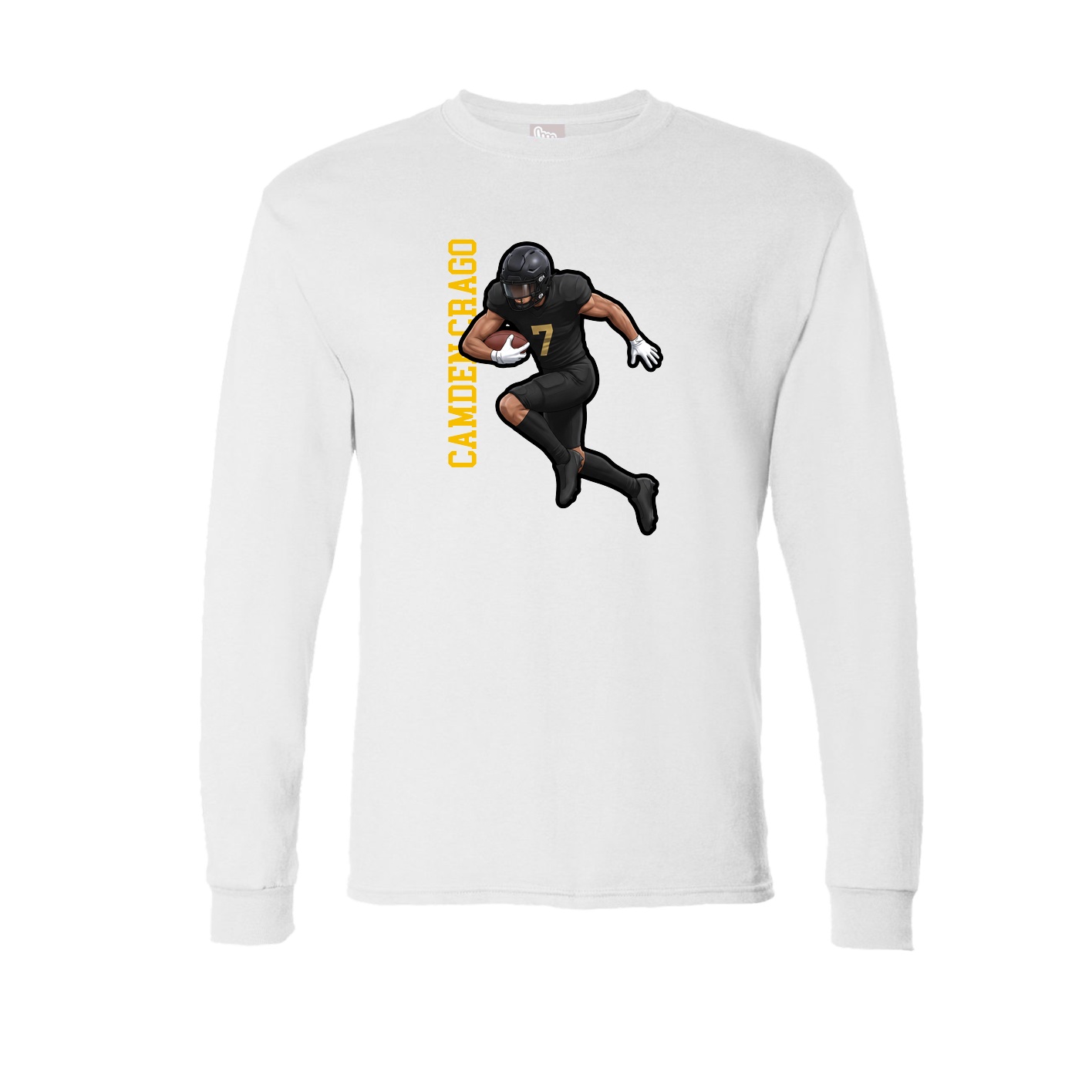 Long Sleeve Tee — Name Vertical in White