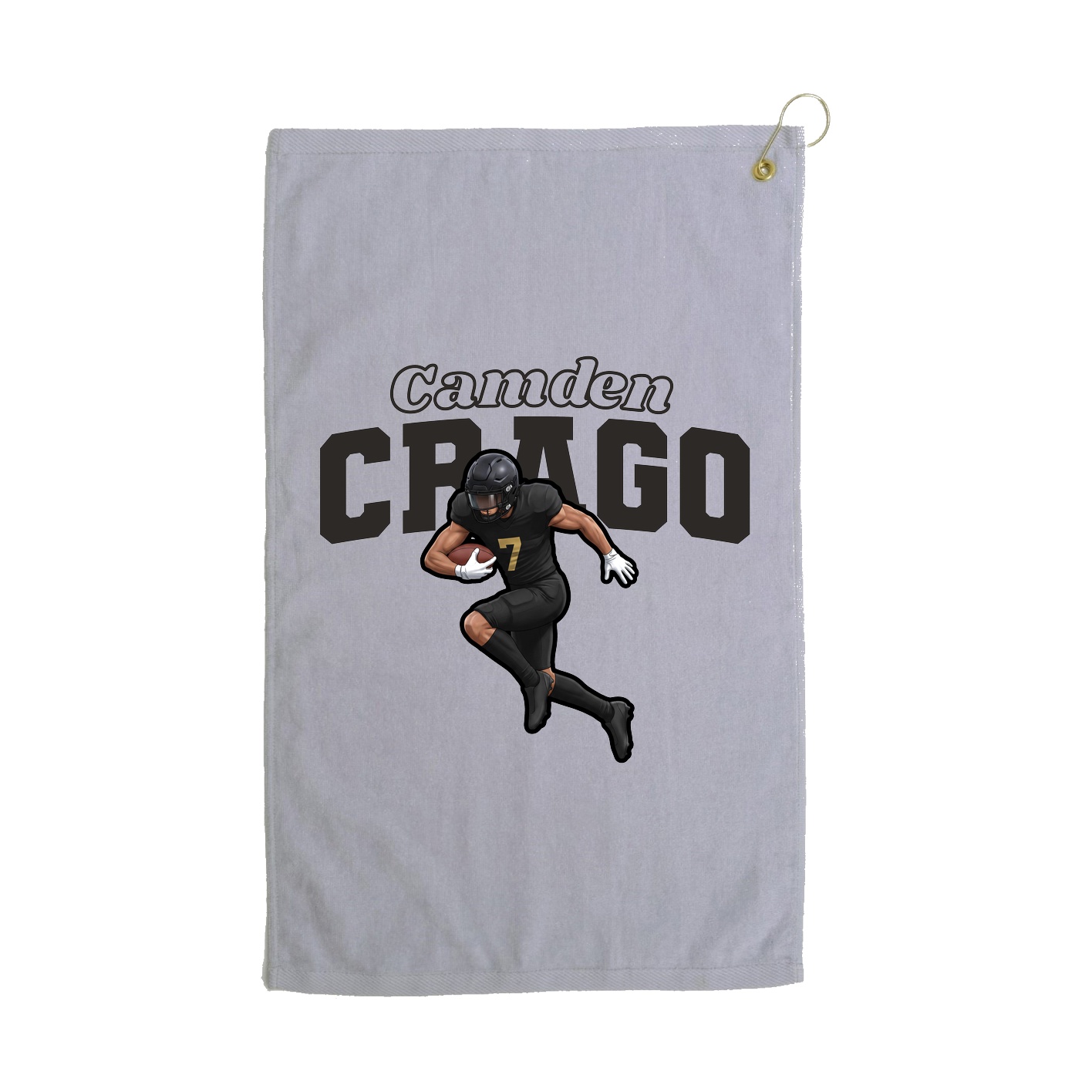 Golf Towel — Name Arch in Grey