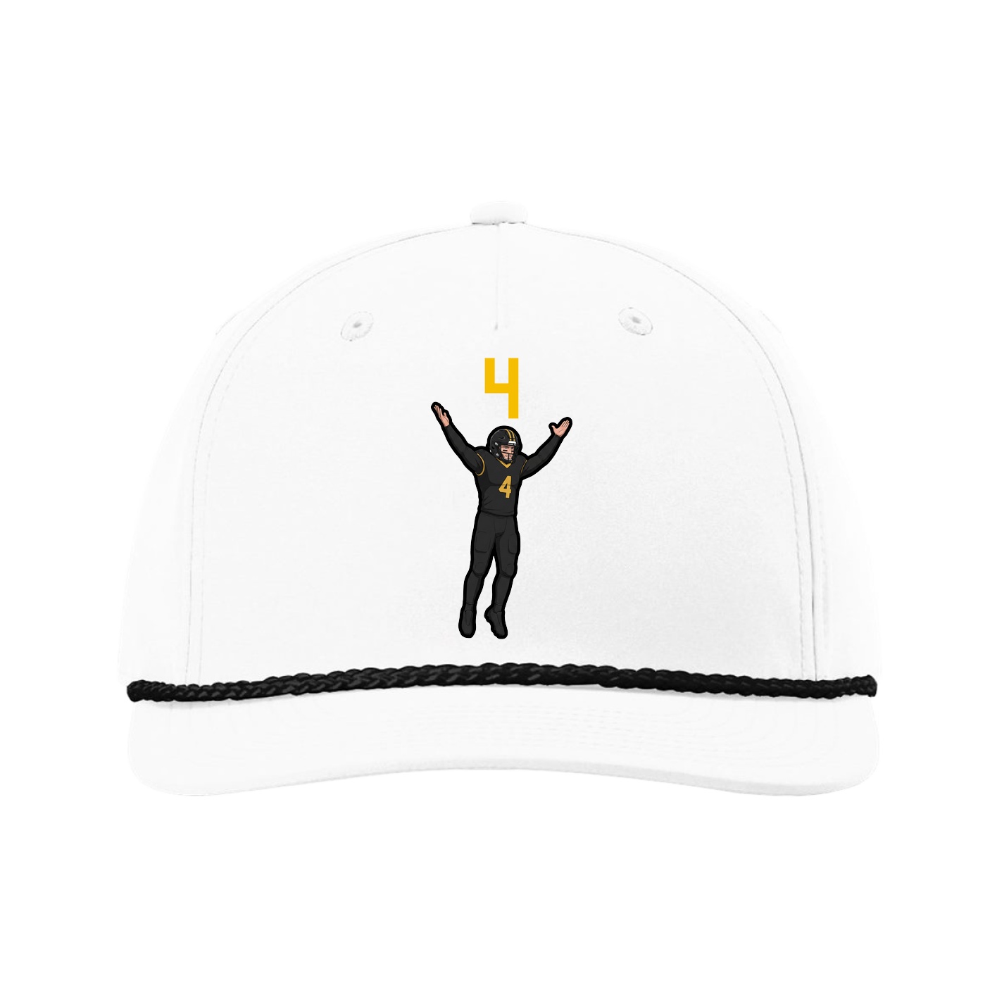 Five-Panel Classic Rope Cap — Number Top in White