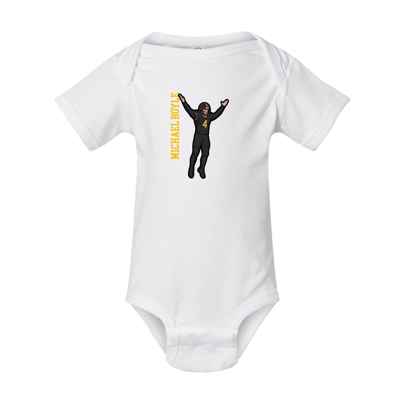 Baby Onesie — Name Vertical in White