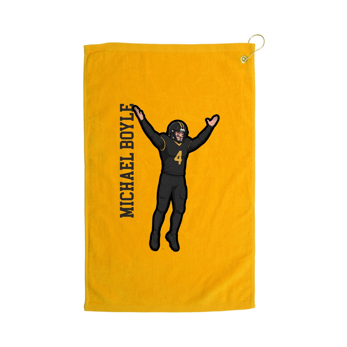 Golf Towel — Name Vertical in Gold