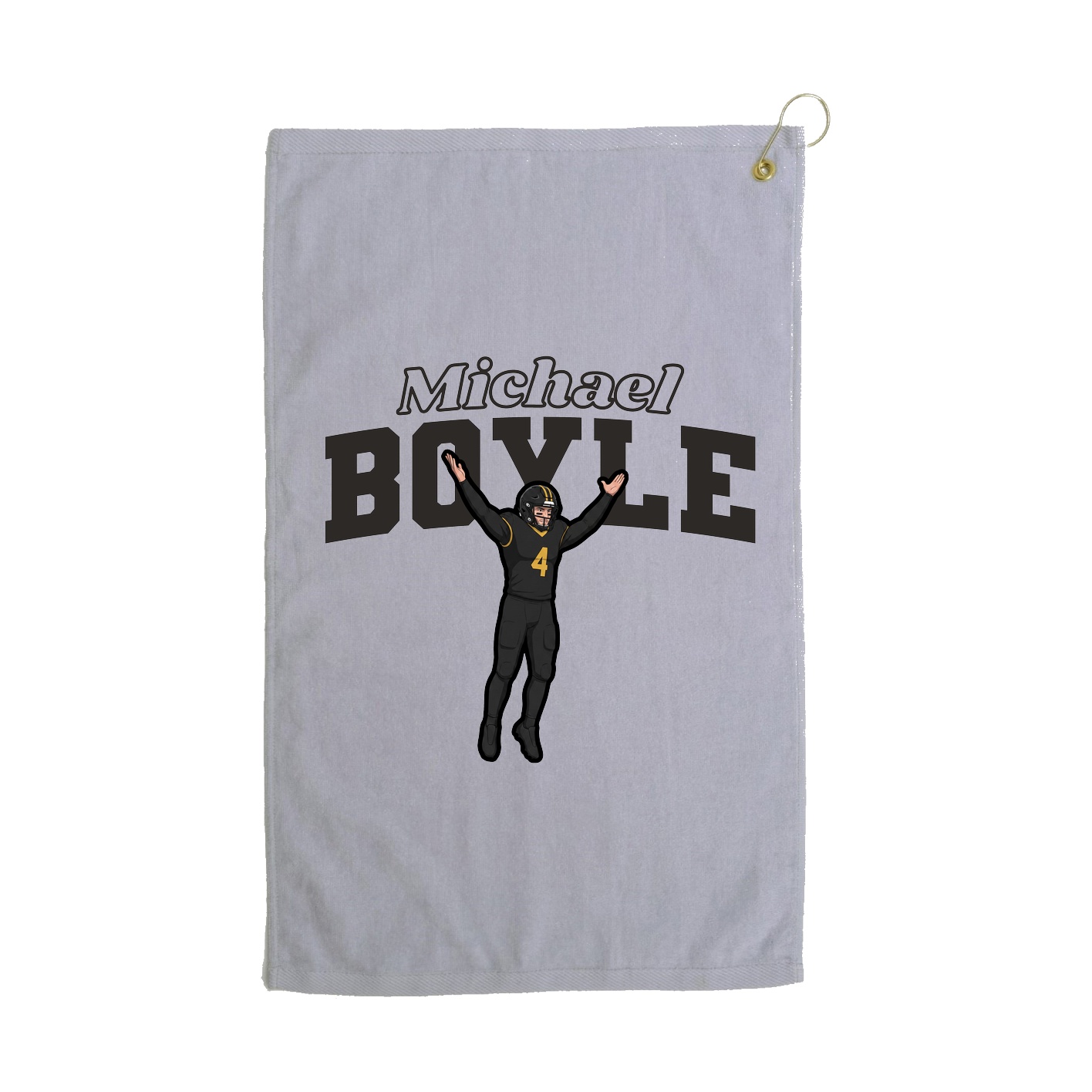 Golf Towel — Name Arch in Grey