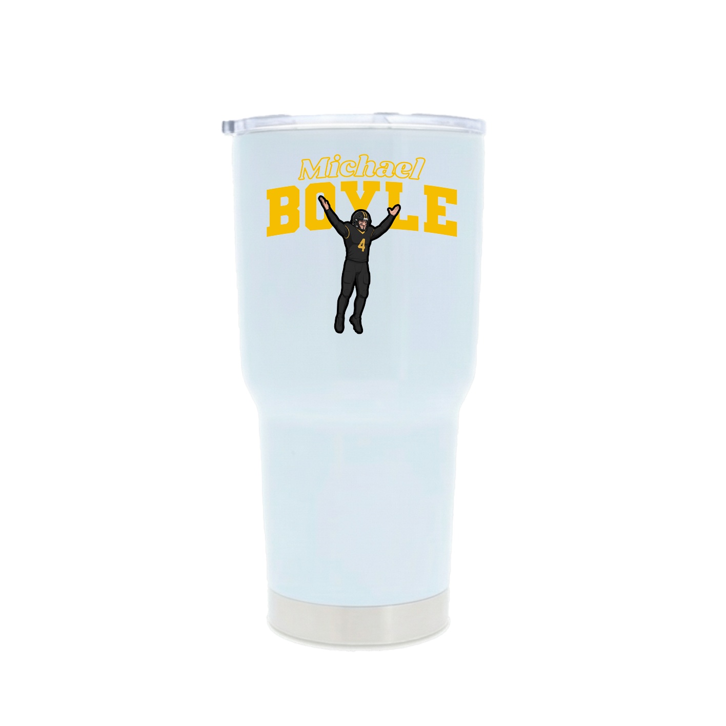 30oz Stainless Steel Tumbler — Name Arch in White