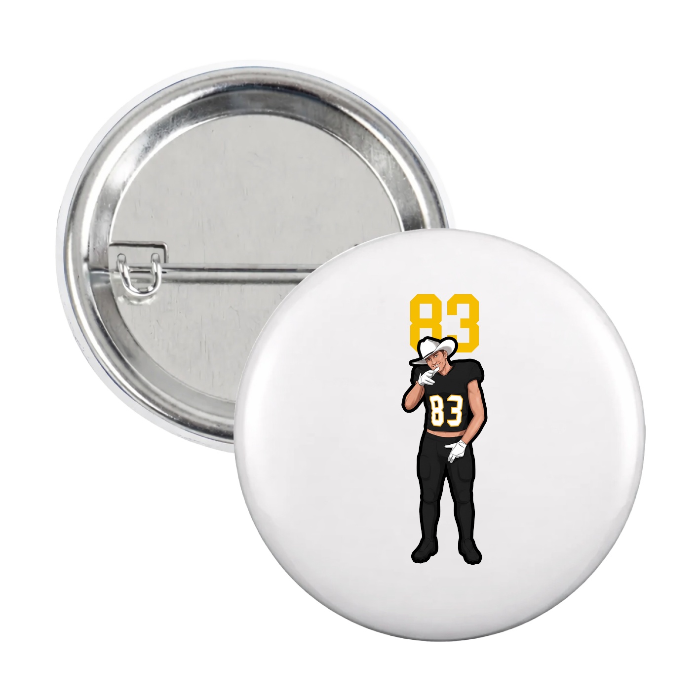 Game Day Button — Number Top in White