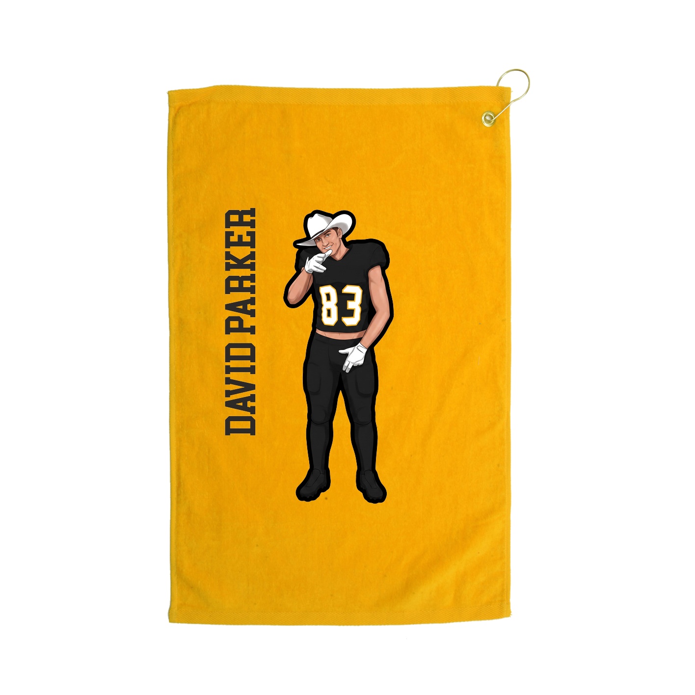 Golf Towel — Name Vertical in Gold