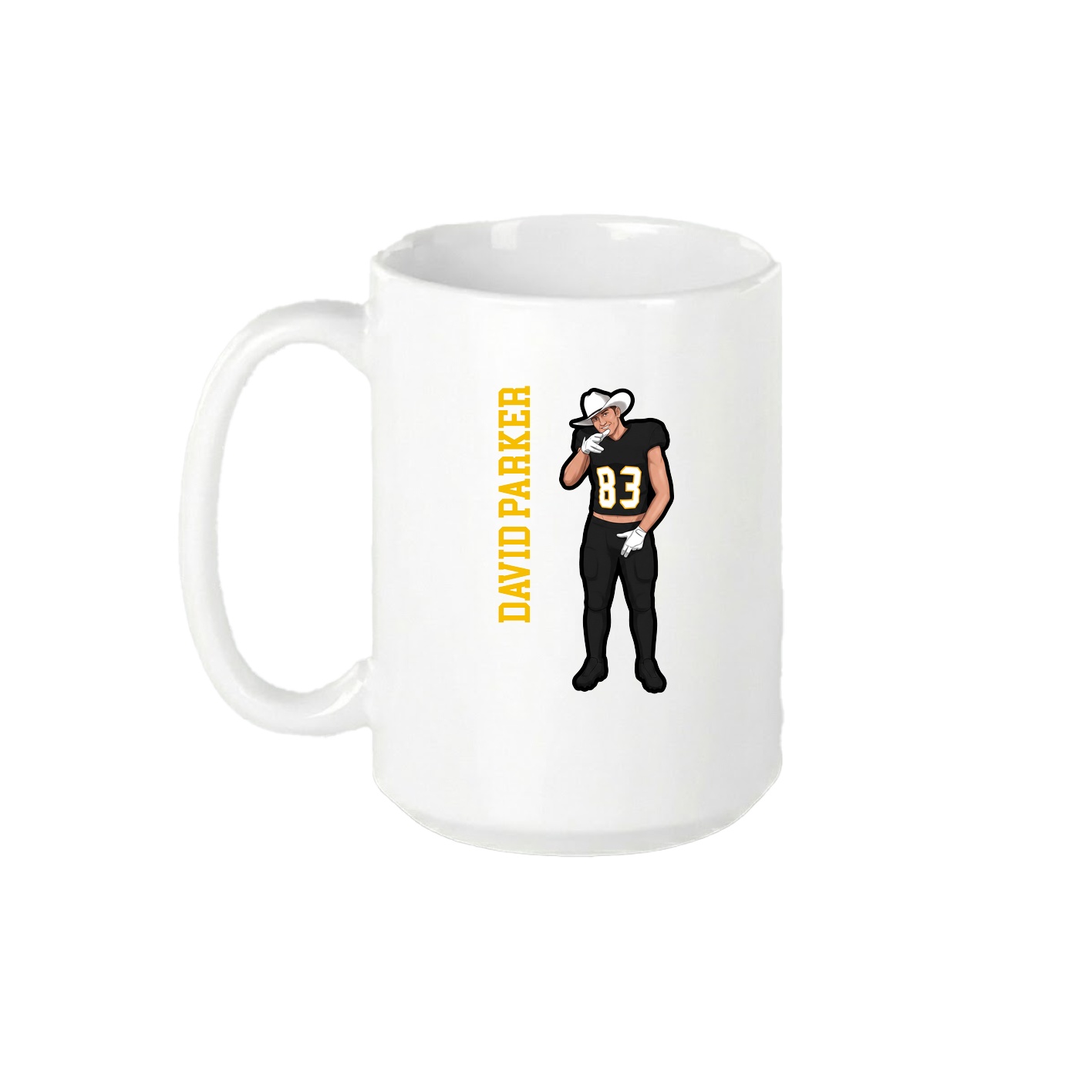 15oz Coffee Mug — Name Vertical in White