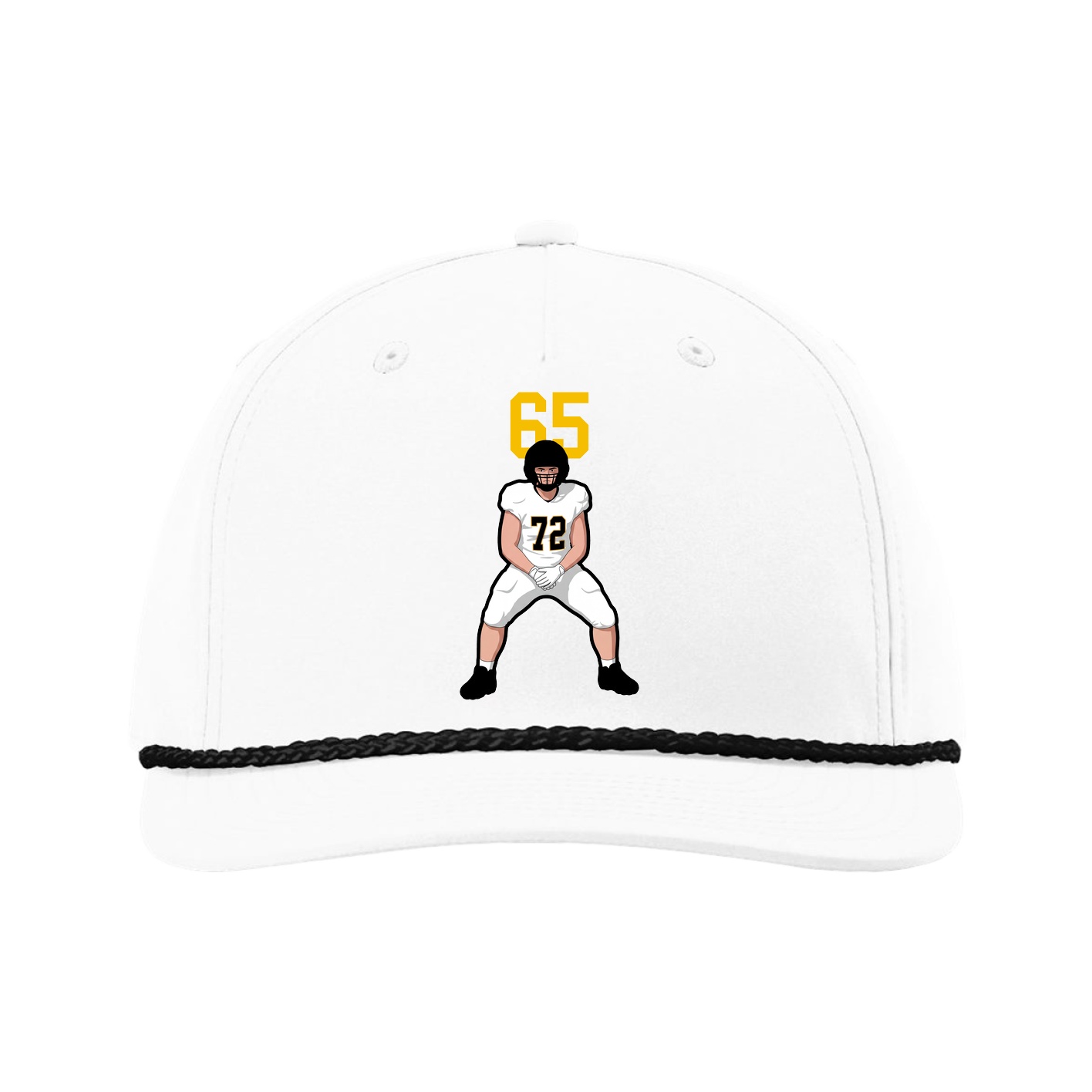 Five-Panel Classic Rope Cap — Number Top in White