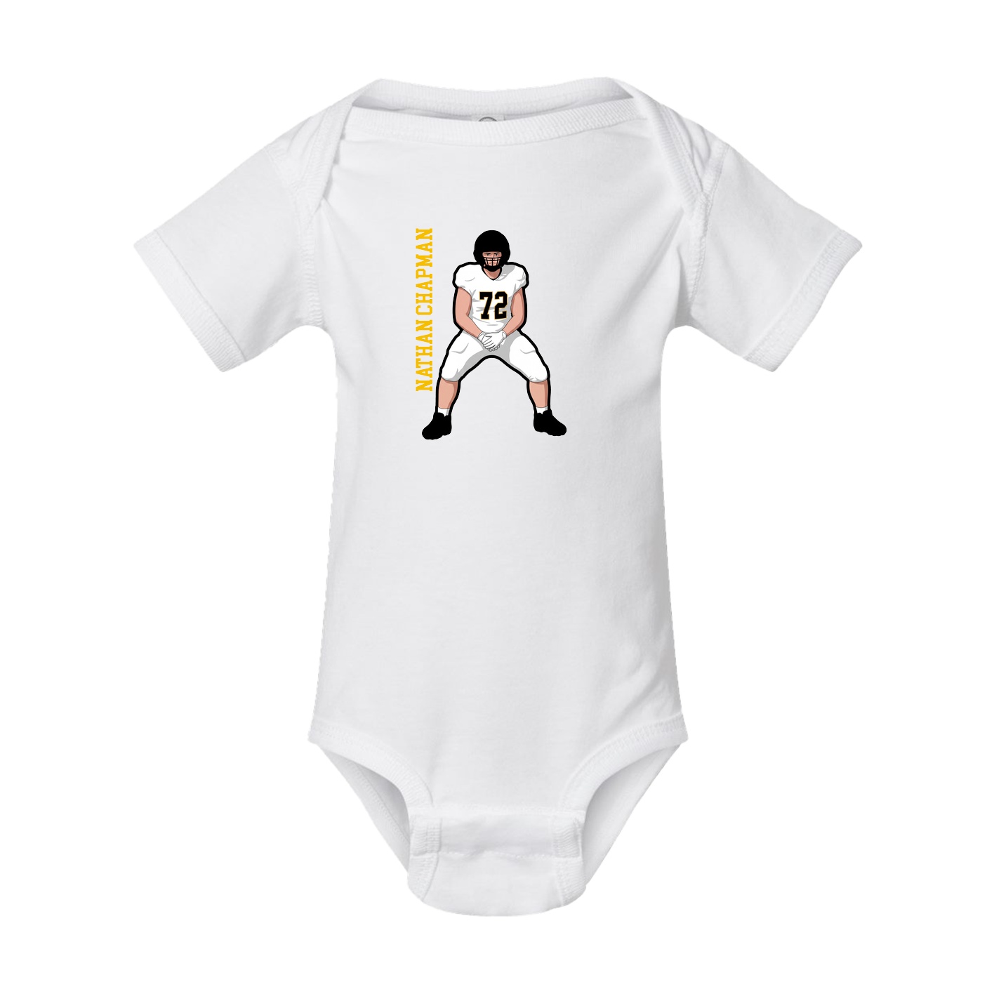 Baby Onesie — Name Vertical in White