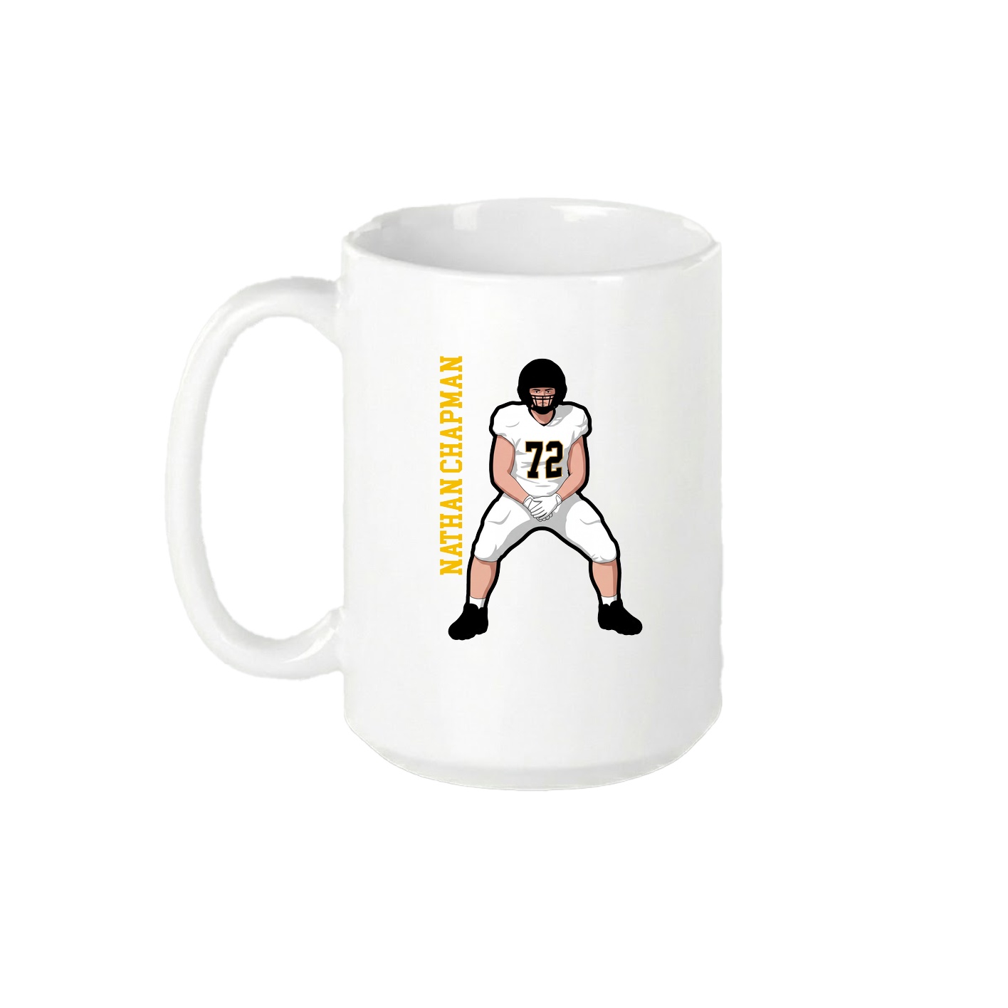 15oz Coffee Mug — Name Vertical in White