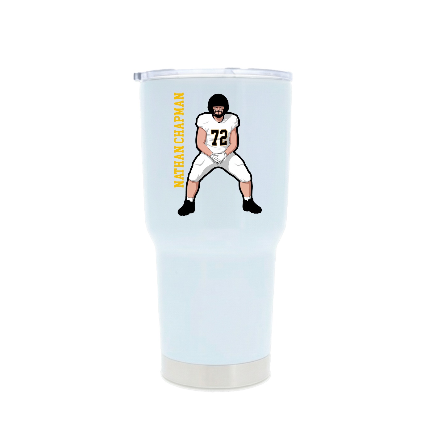 30oz Stainless Steel Tumbler — Name Vertical in White
