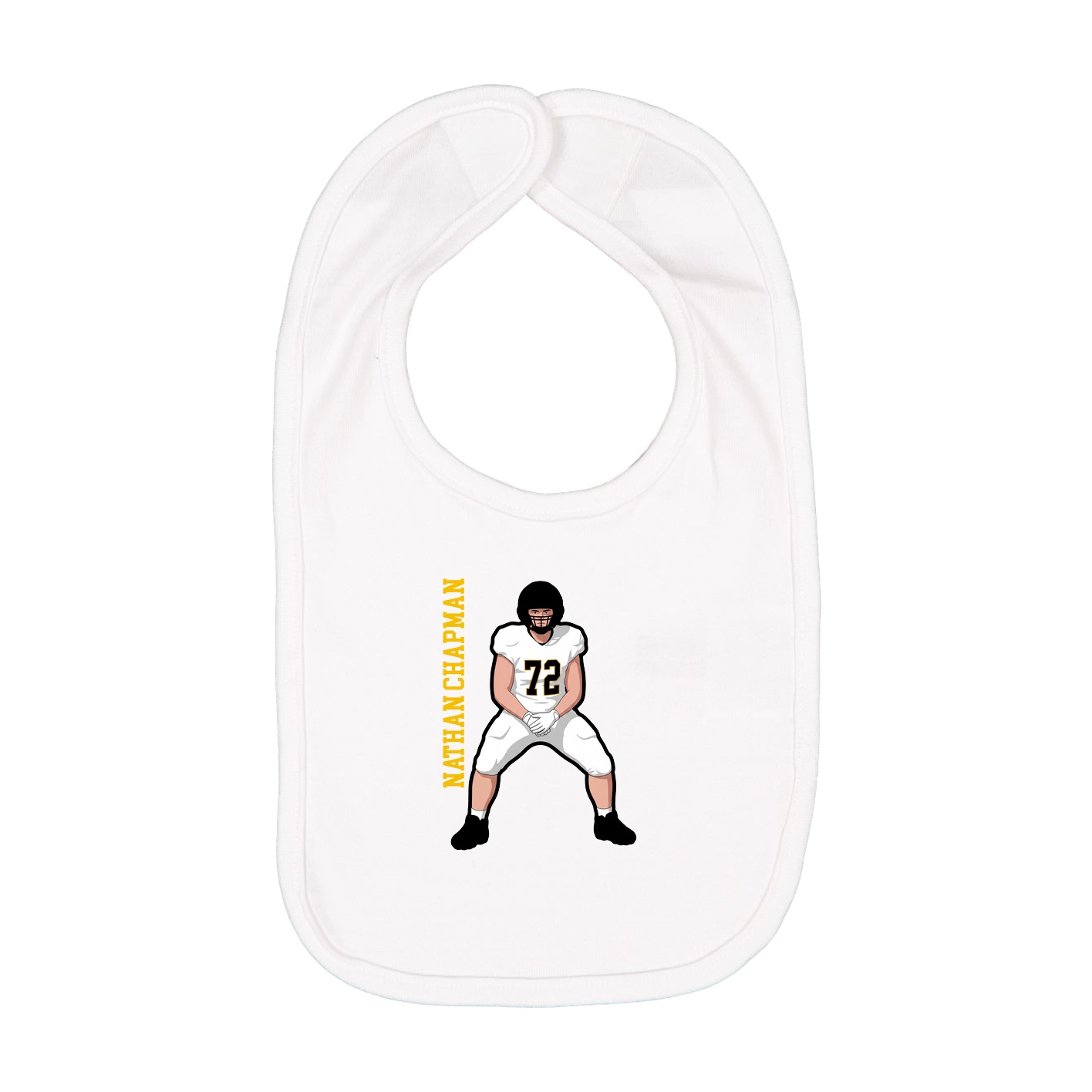 Infant Bib — Name Vertical in White