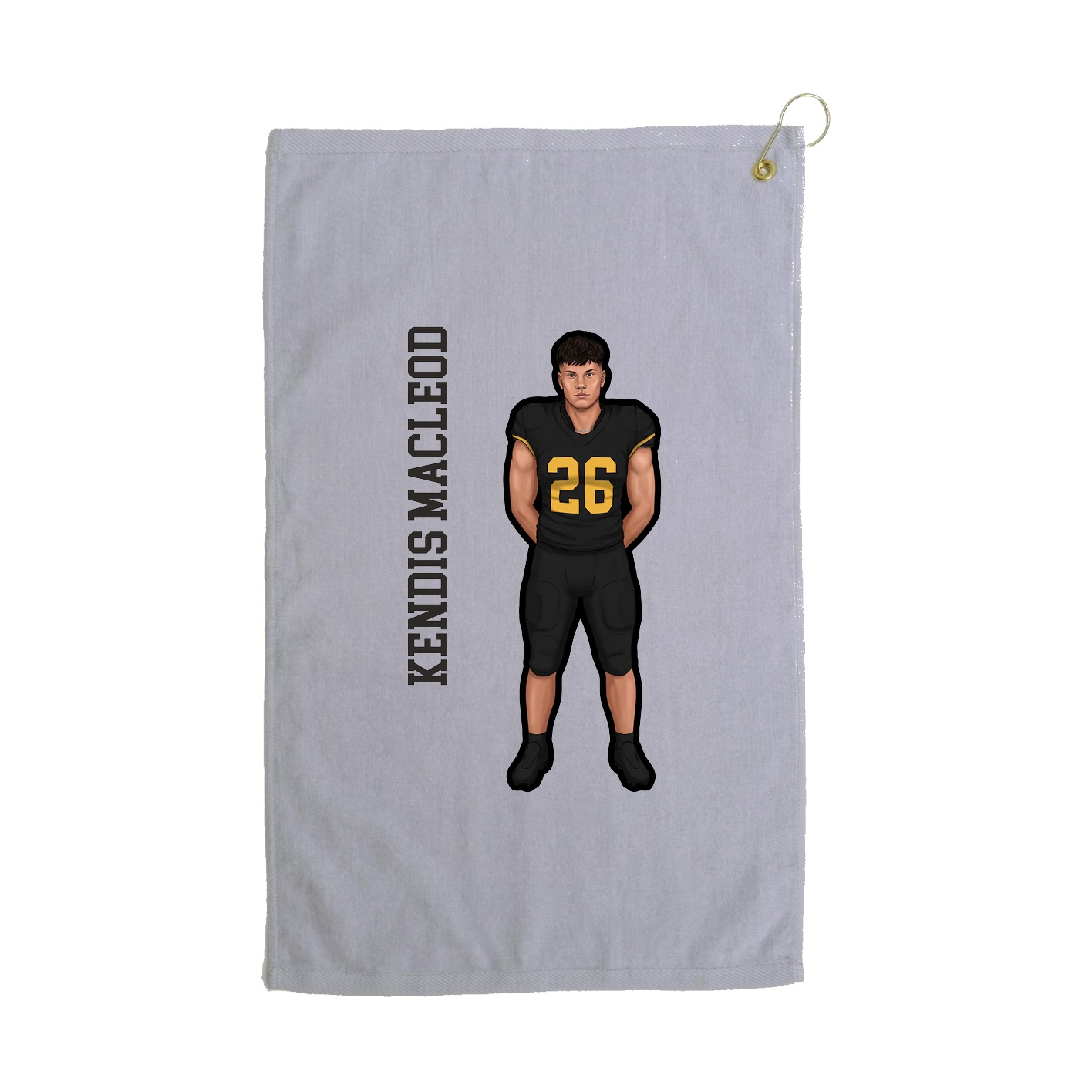 Golf Towel — Name Vertical in Grey