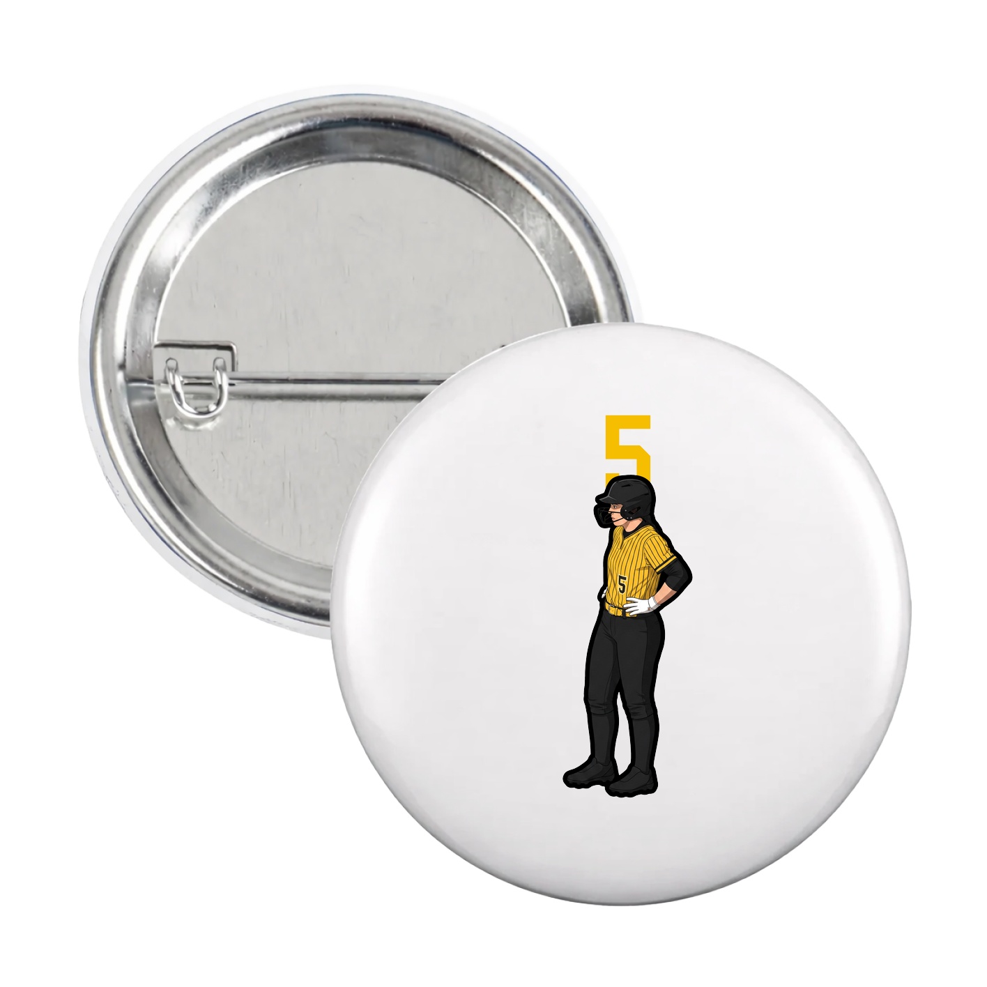 Game Day Button — Number Top in White