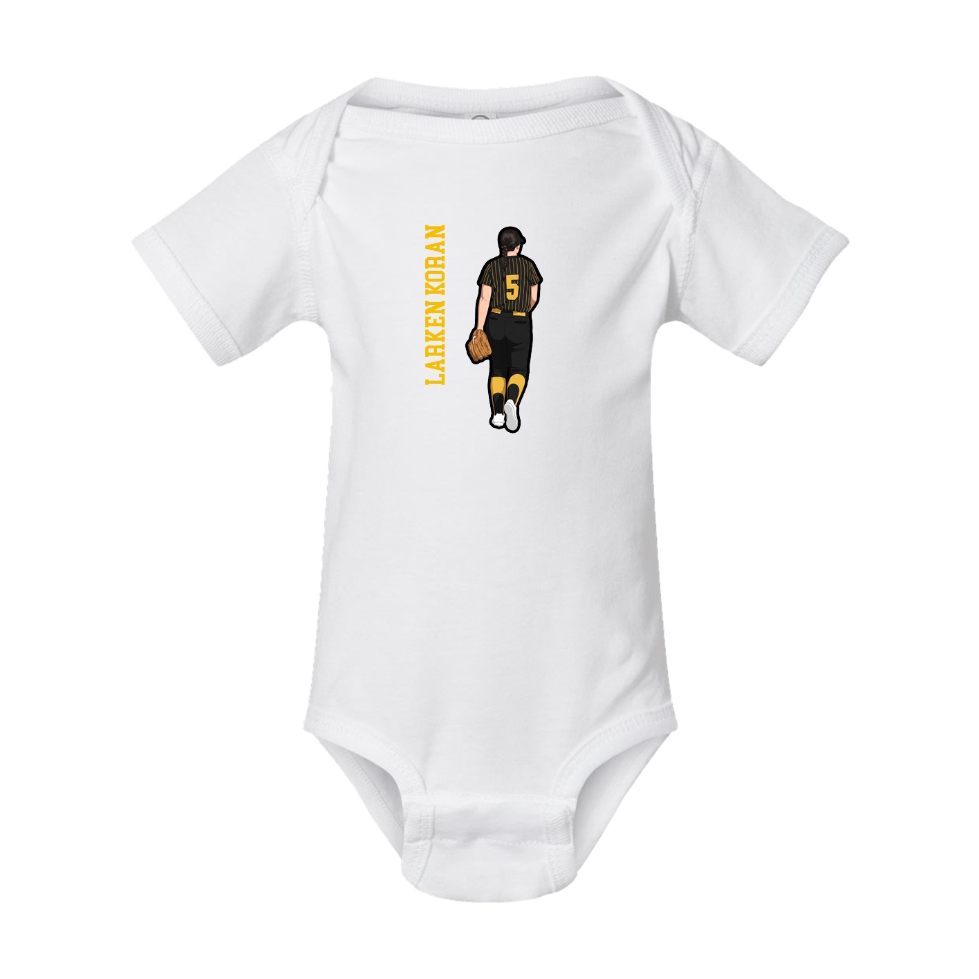 Baby Onesie — Name Vertical in White