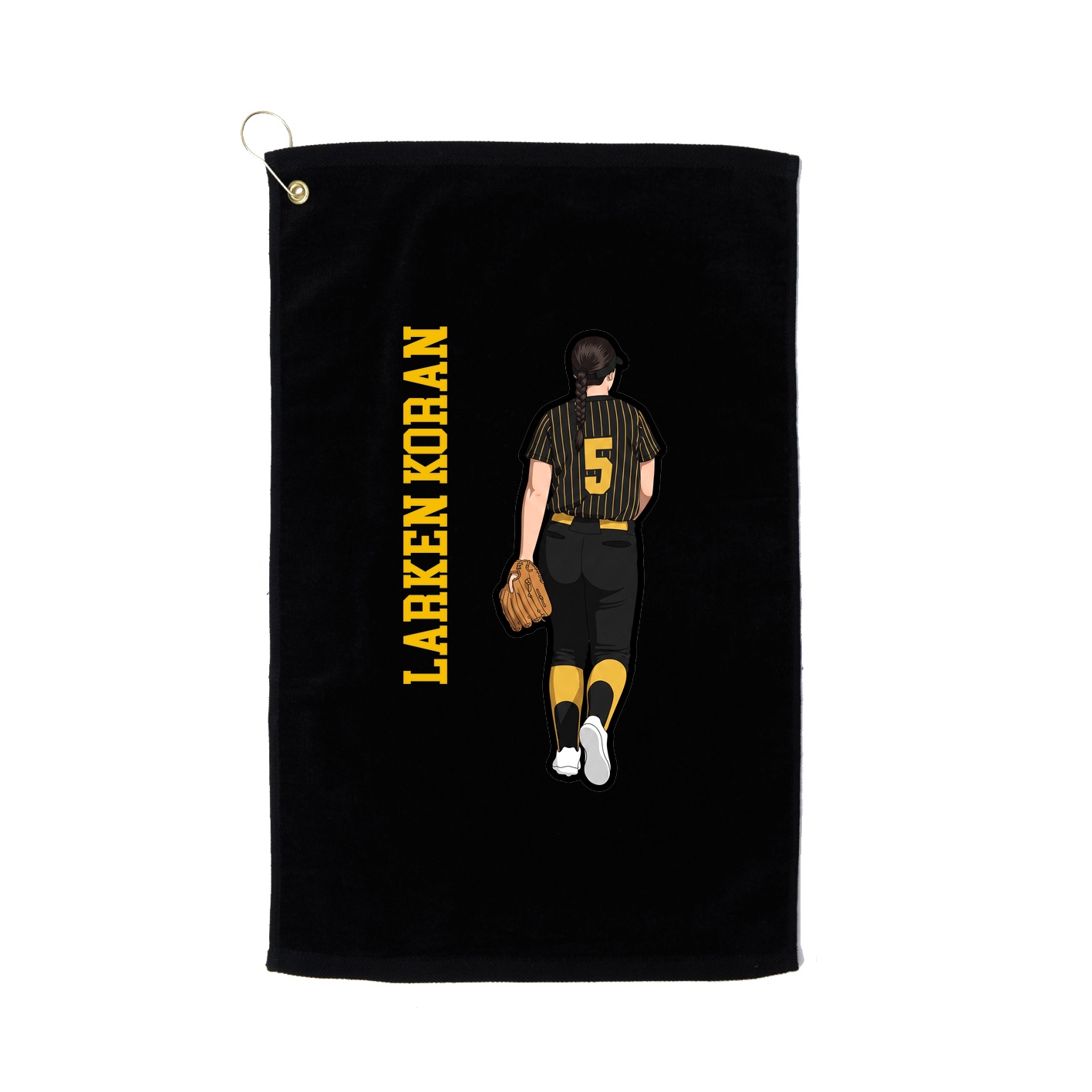 Golf Towel — Name Vertical in Black