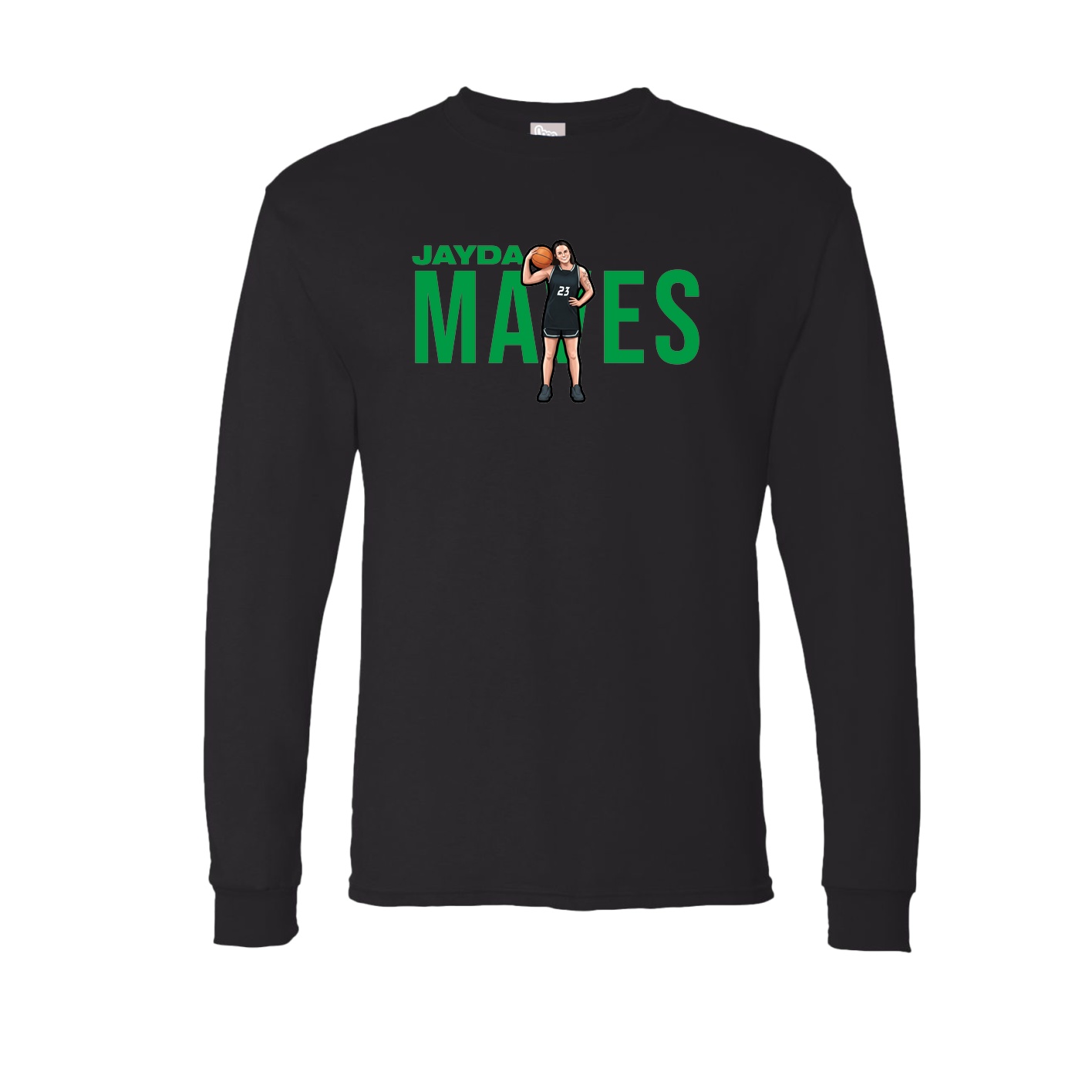 Long Sleeve Tee — Player Name in Black