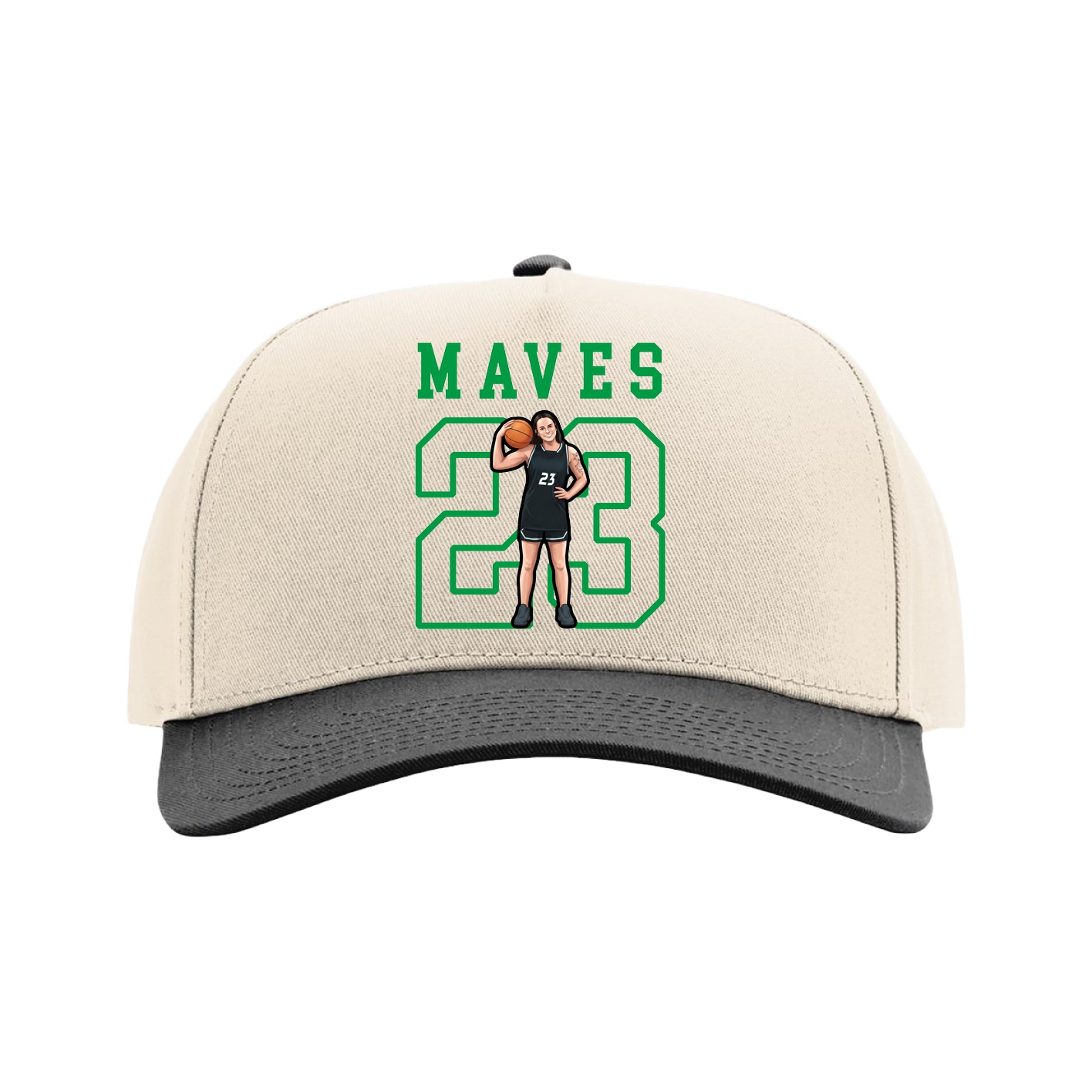 Full Fabric Five-Panel Champ Cap — Shirsey in Cream/Black