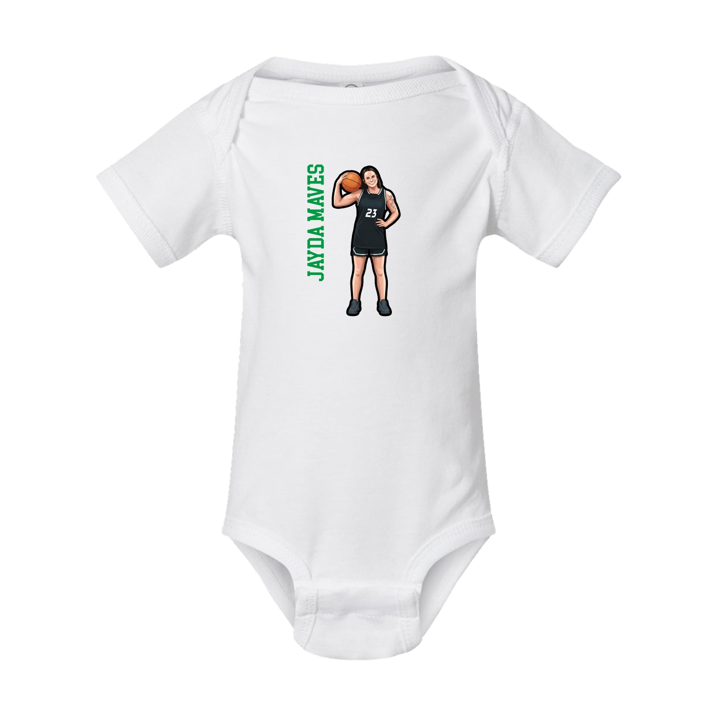 Baby Onesie — Name Vertical in White