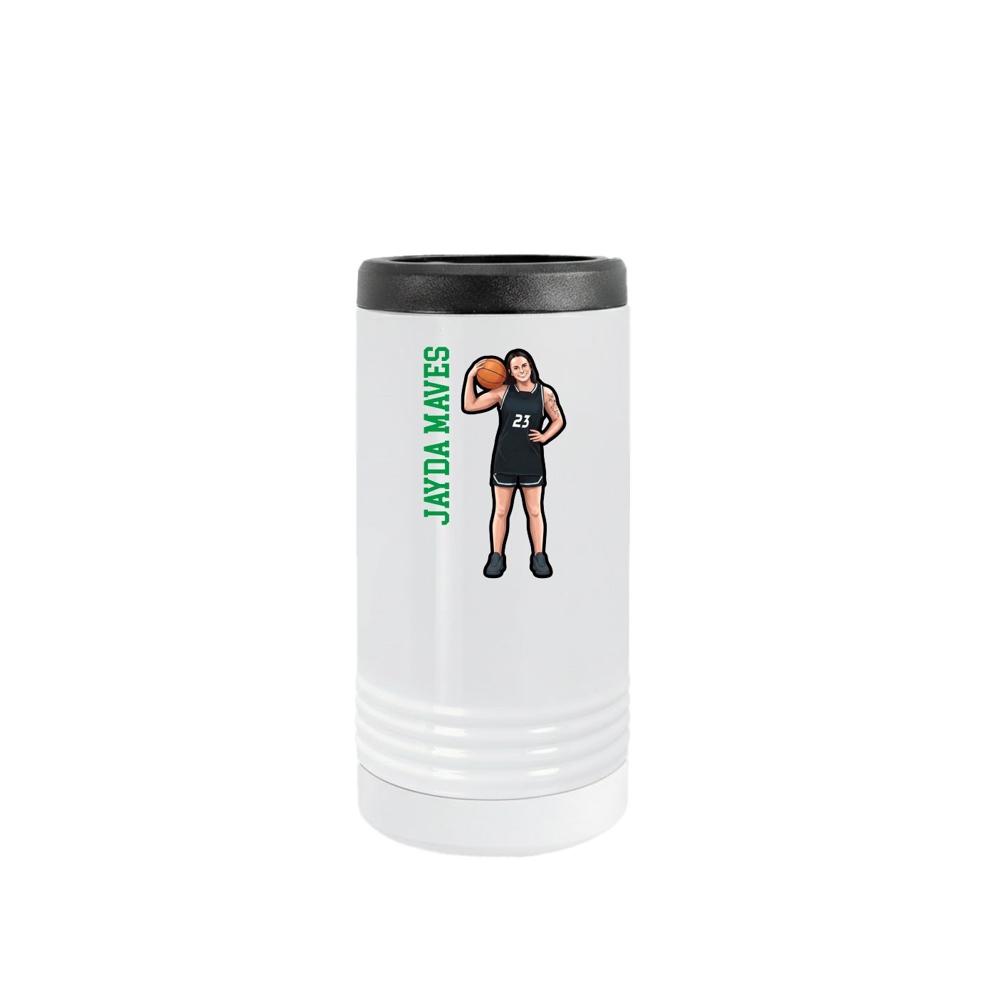 Slim Beverage Holder — Name Vertical in White