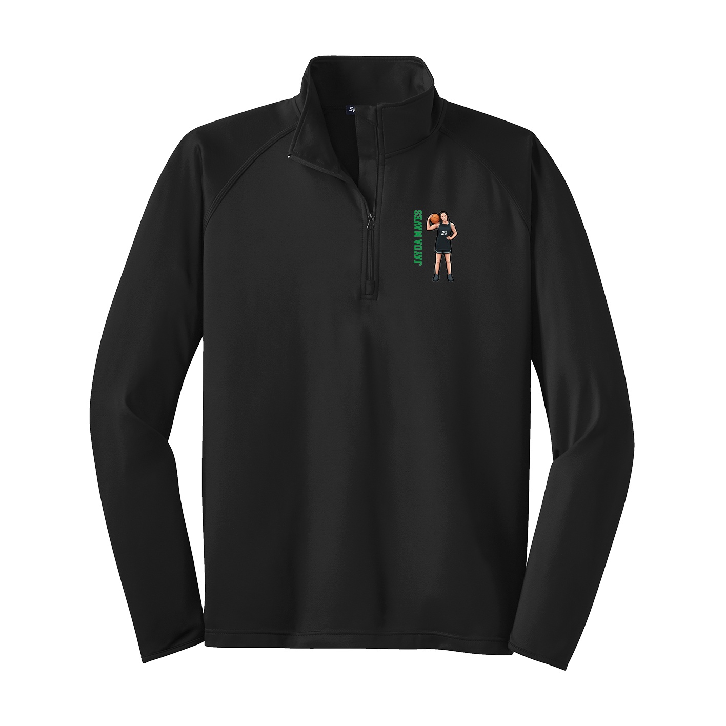 Q-Zip Pullover — Name Vertical in Black