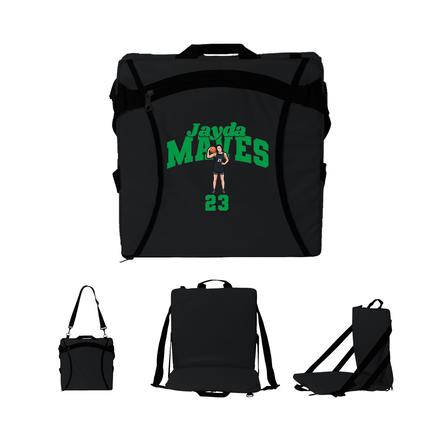 Folding Stadium Seat — Signature Arch in Black