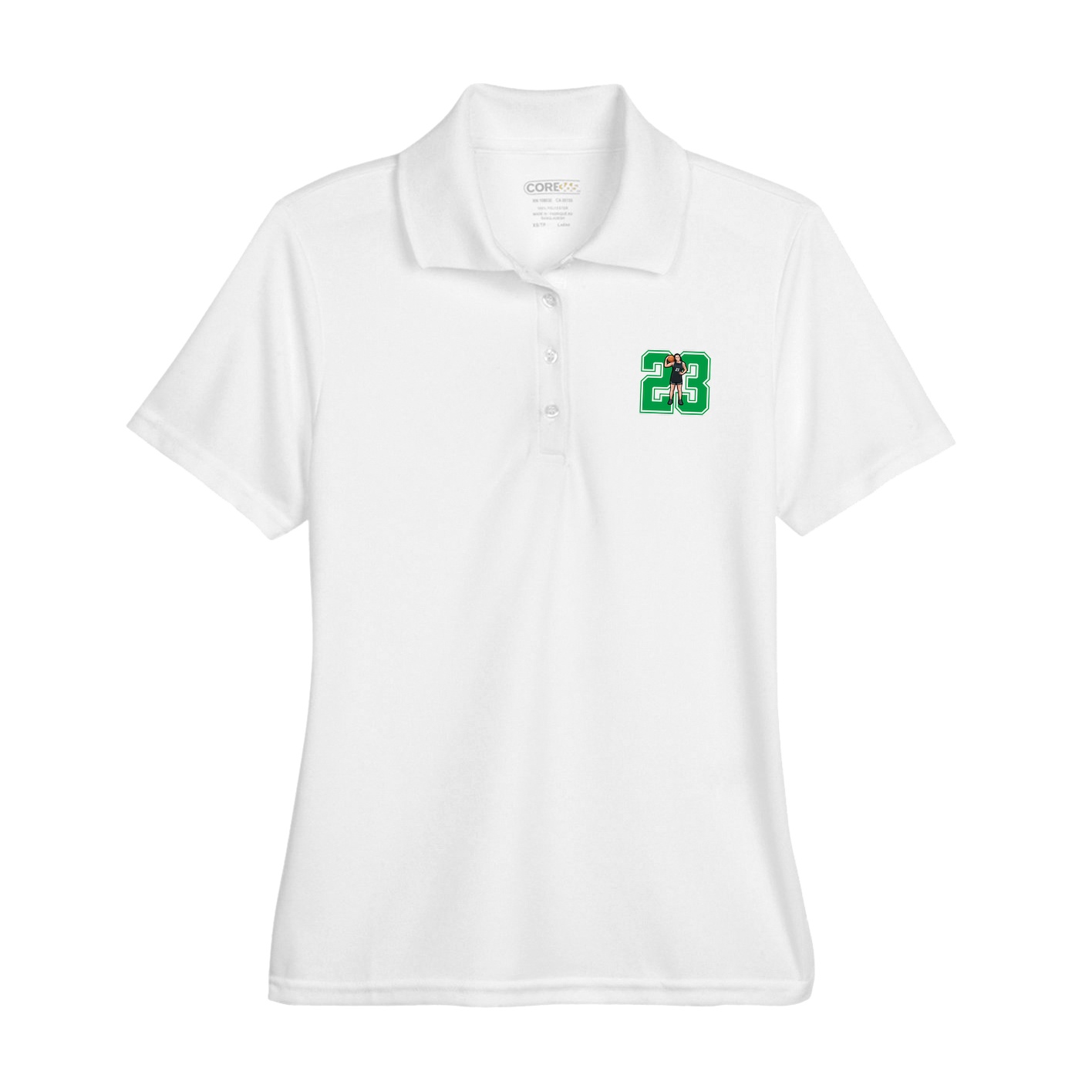 Womens Performance Polo — Number in White