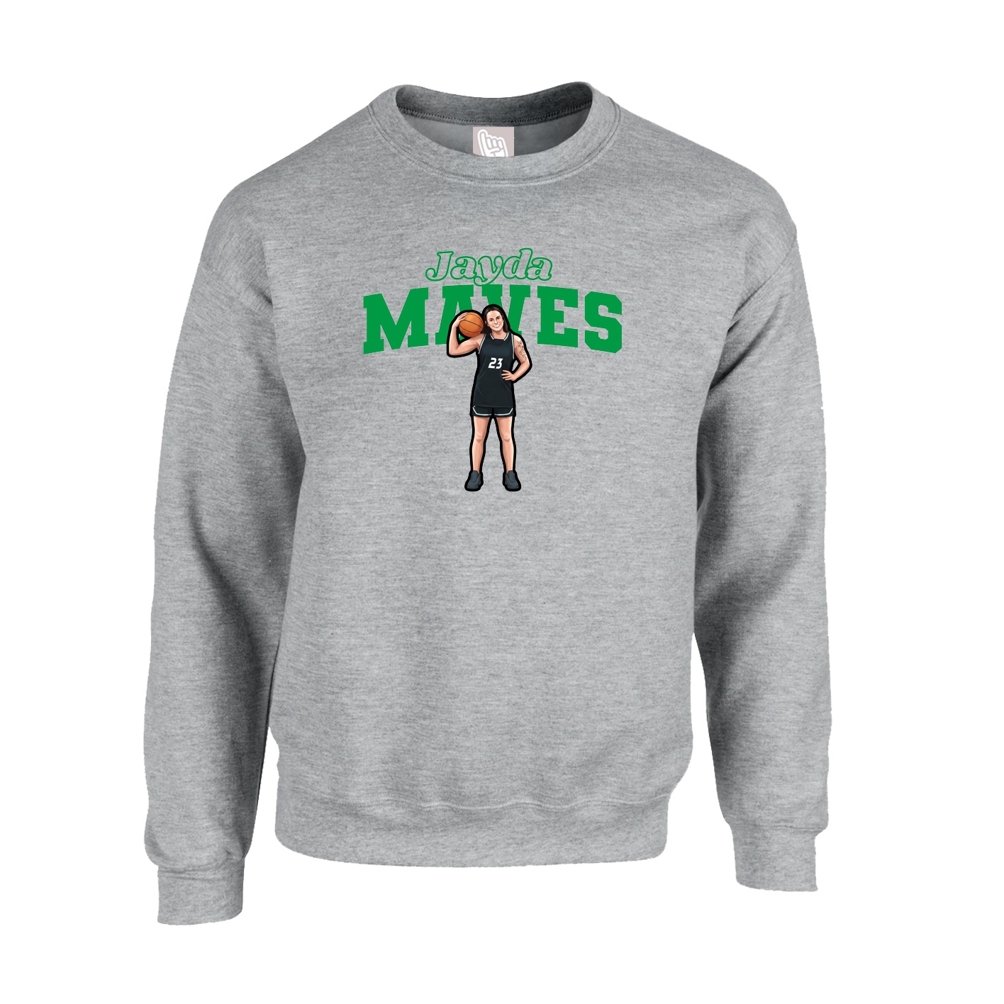 Fleece Crew — Name Arch in Grey