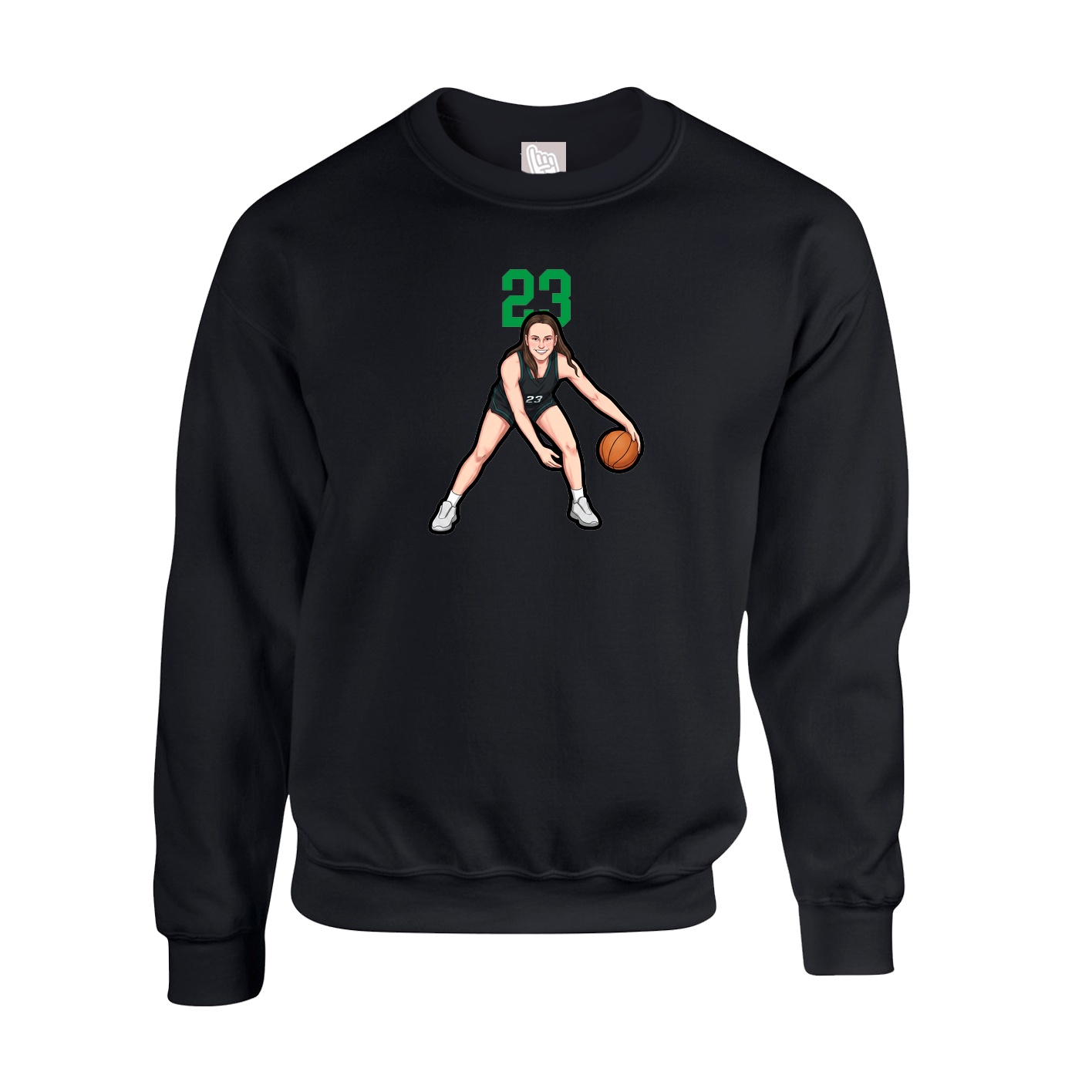 Fleece Crew — Number Top in Black