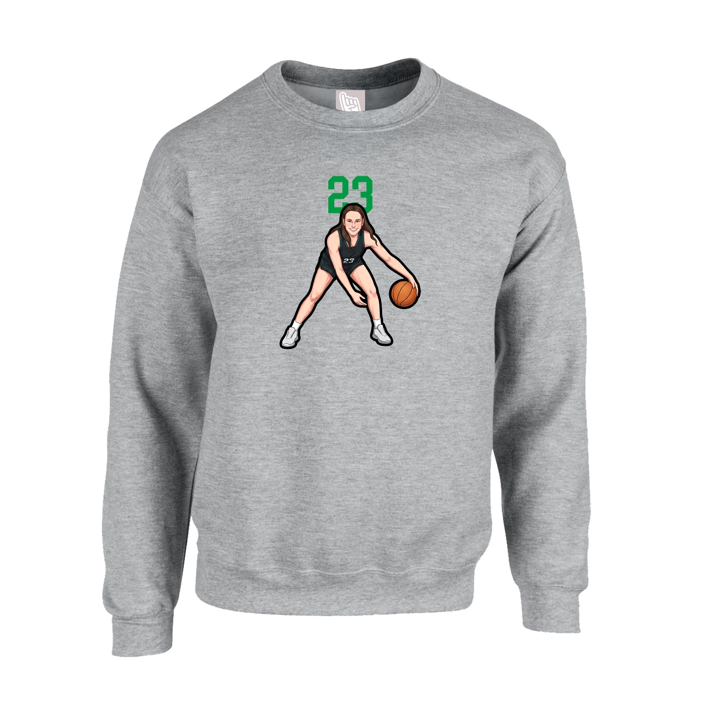 Fleece Crew — Number Top in Grey